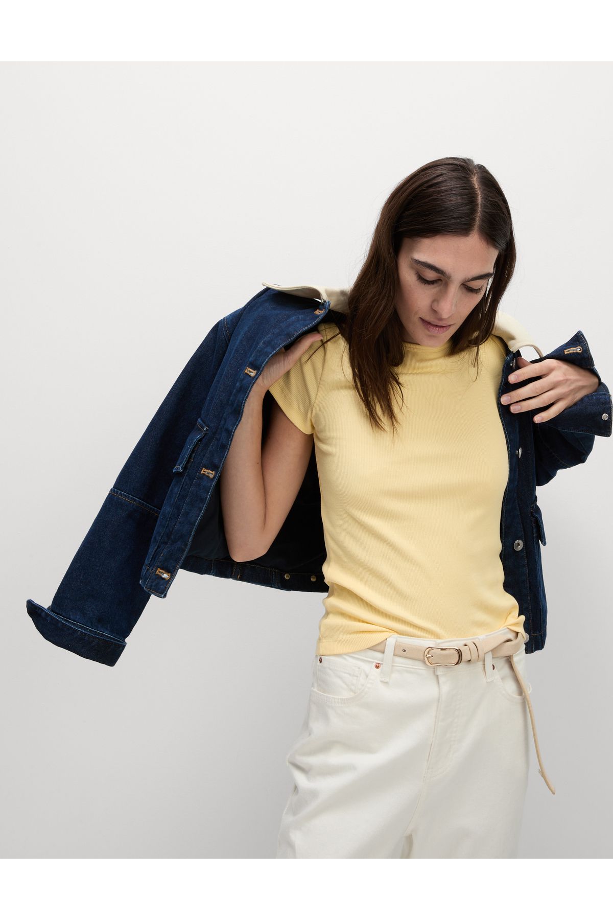 Marks & Spencer Pamuklu Nervürlü Slim Fit T-shirt