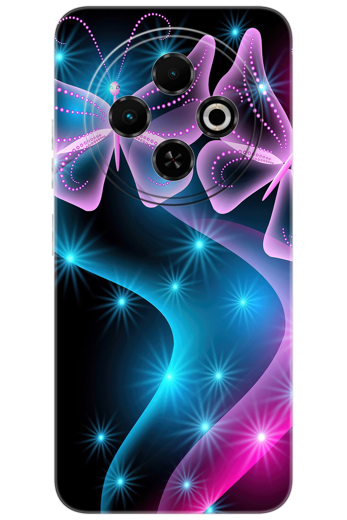 TECNO Spark 30C (KL5/KL5n) Uyumlu Kılıf Desen Baskılı Silikon Kelebek Dalga STK:113 CP-iK0suQa