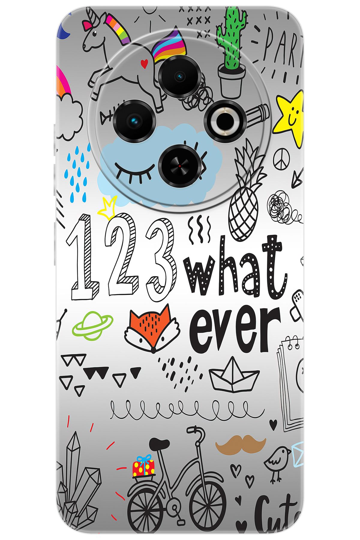 TECNO Spark 30C (KL5/KL5n) Uyumlu Kılıf Desen Baskılı Silikon 123WHAT Ever STK:334 CP-8UhELy6