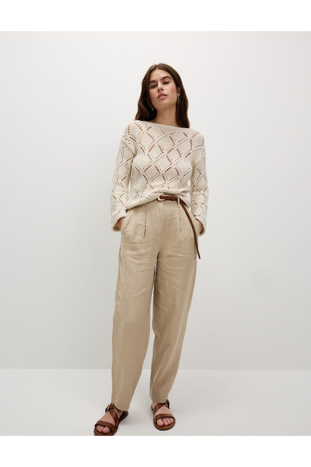 Marks & Spencer Saf Keten Tapered Pantolon