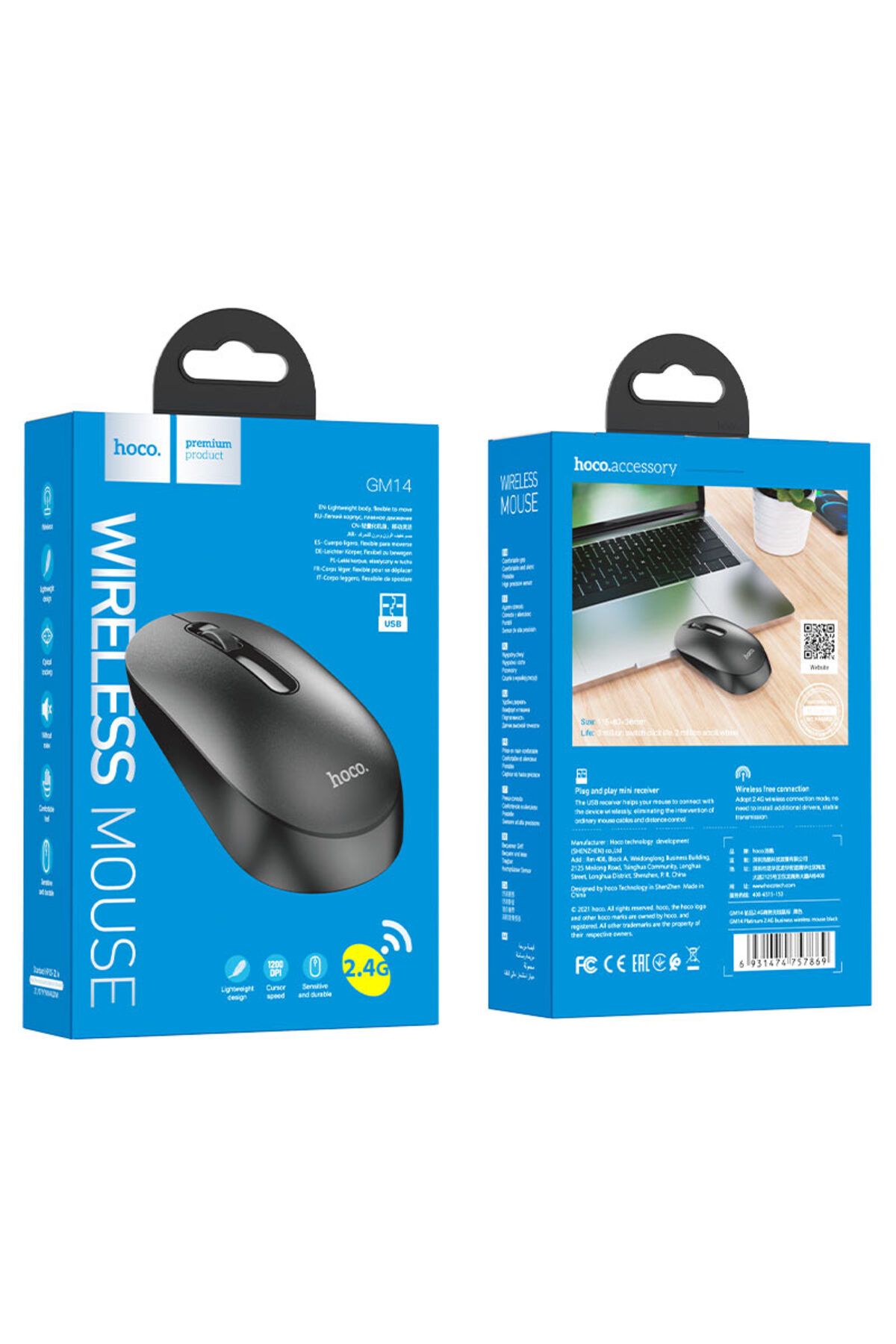 REDz Accessories-Wireless Mouse, Hoco GM14 Platinum, 2.4G Connection, USB, Universal, Black 3