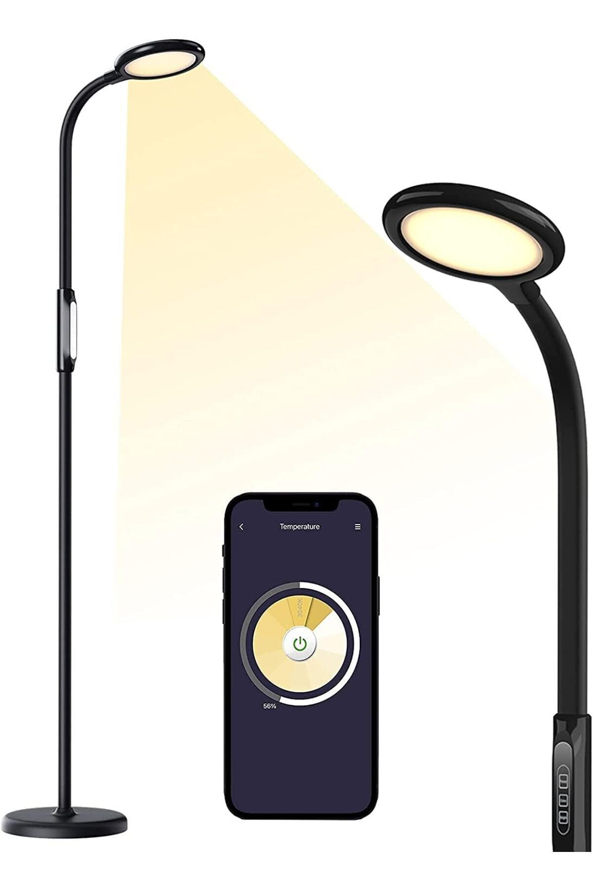 teknotrust Akıllı LED Ayaklı Lamba, Kısılabilir Akıllı Ampul, Ses Kontrollü, Uzaktan Kumanda, 3'