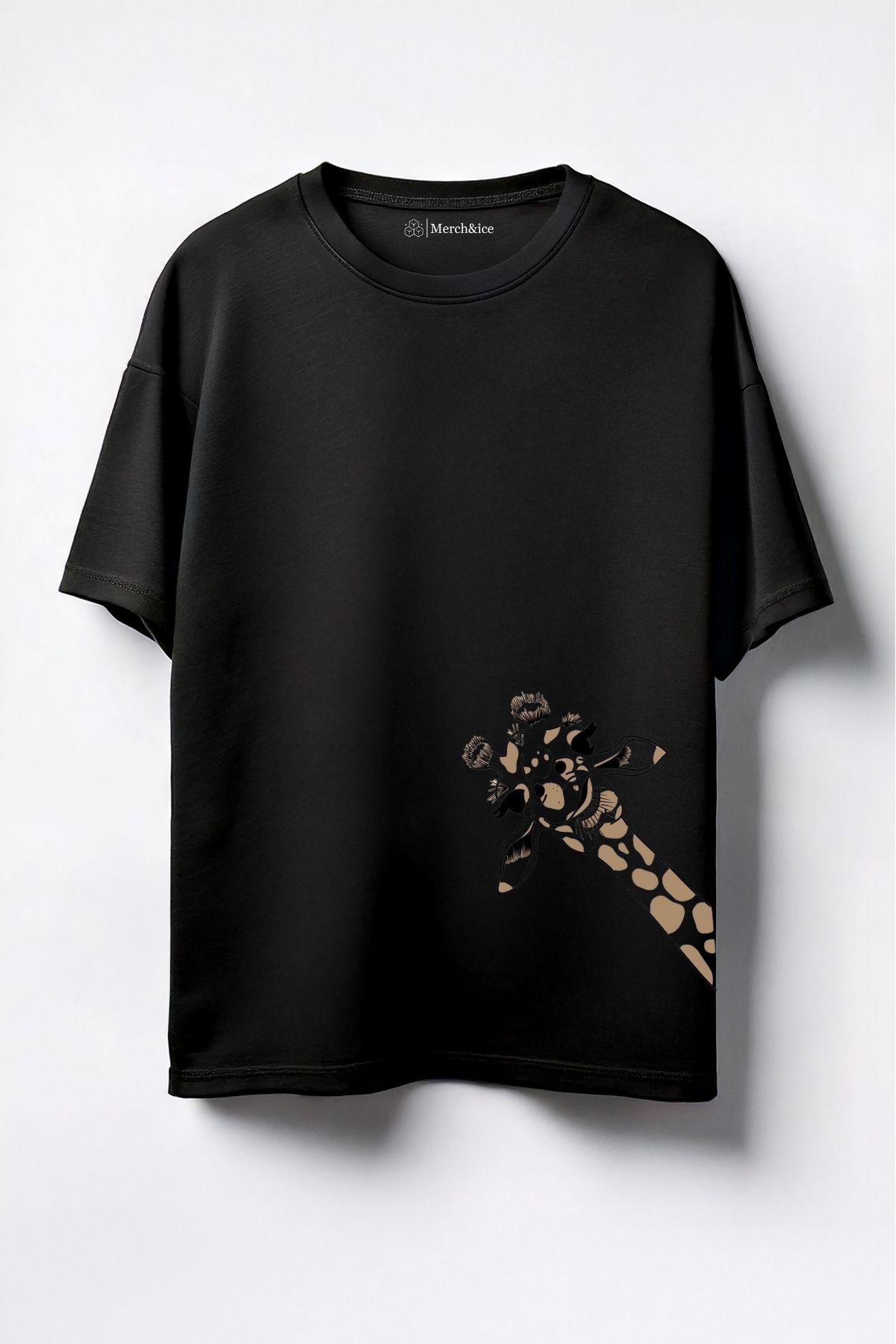 Merch&ice Görünmez Zürafa Baskılı Unisex Oversize T-Shirt
