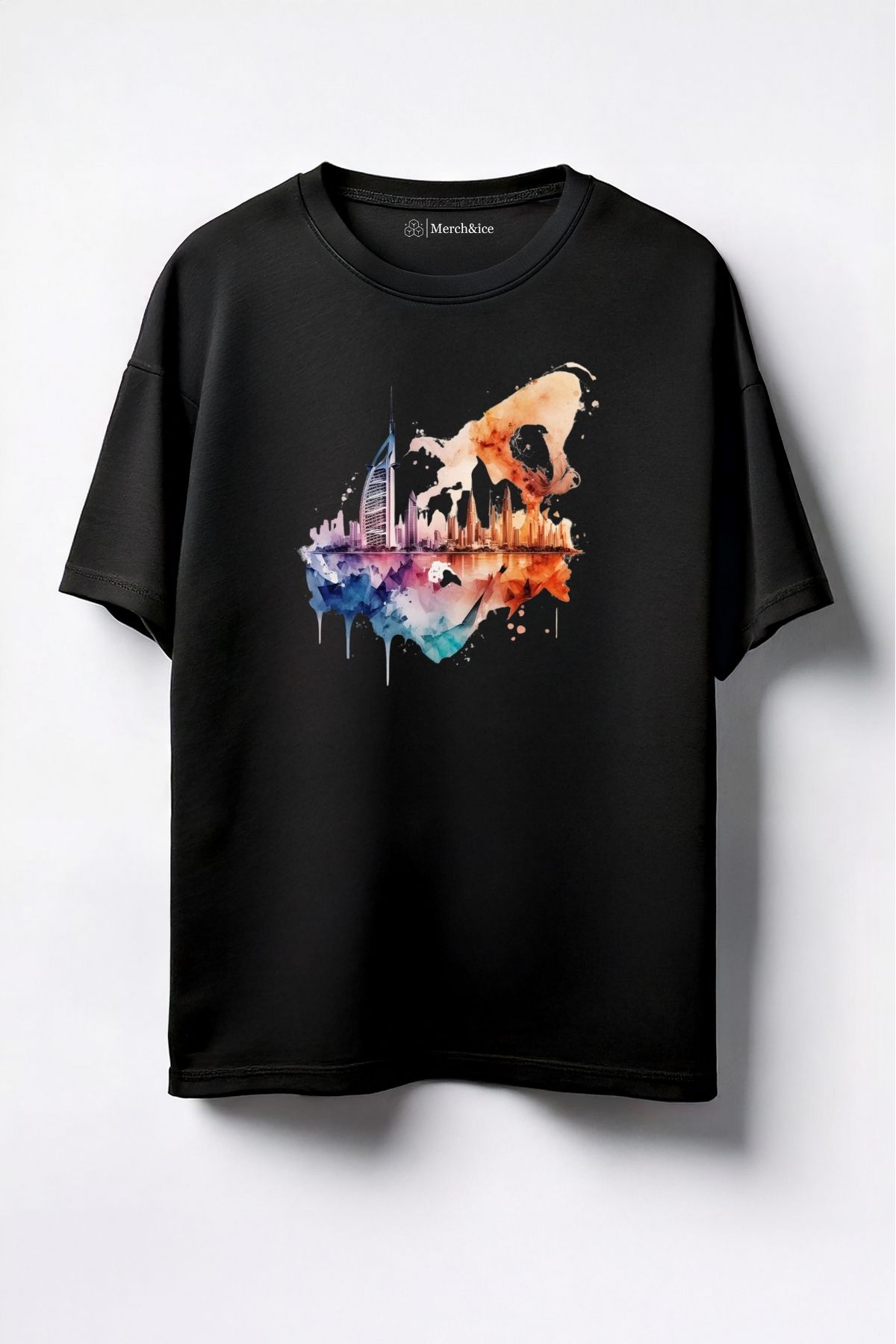 Merch&ice Renkli Dubai Baskılı Unisex Oversize T-Shirt