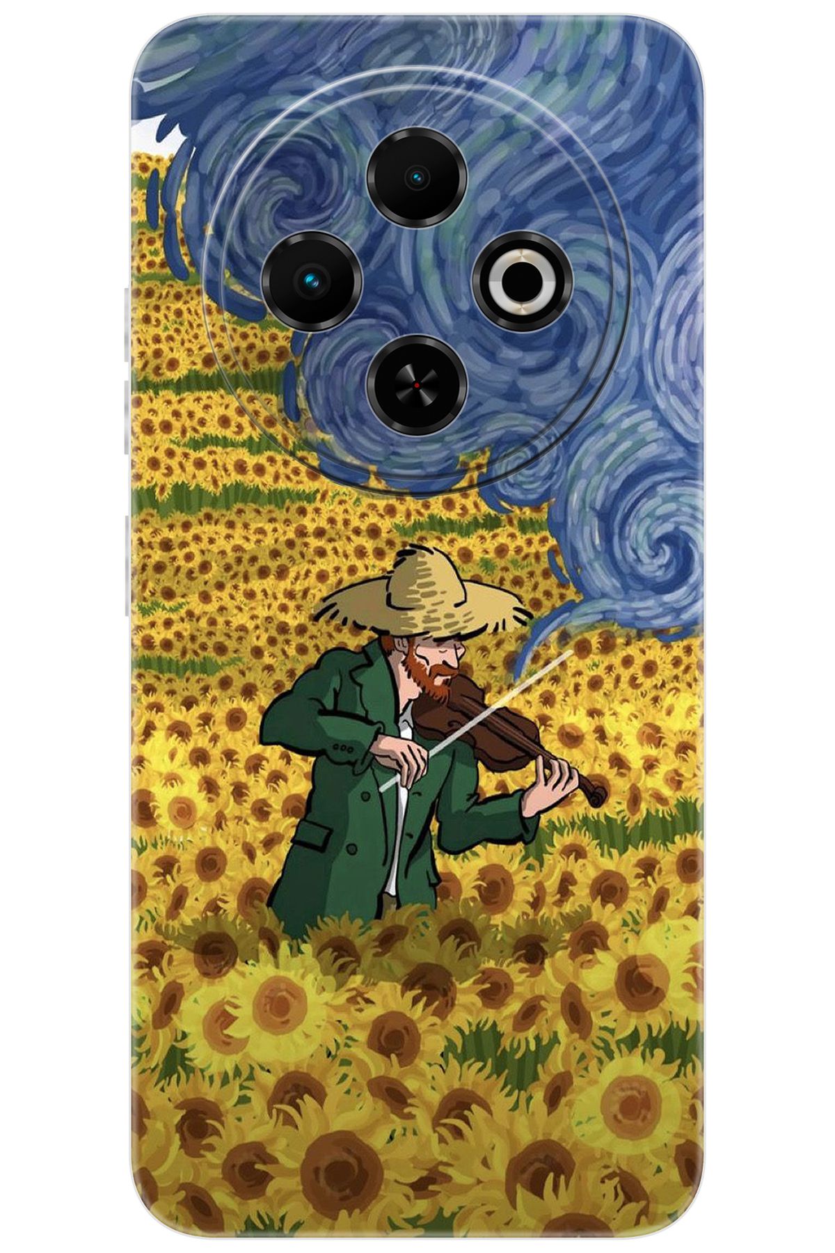TECNO Spark 30C (KL5/KL5n) Uyumlu Kılıf Desen Baskı Silikon Sunflower Ayçiçeği Tarlası STK:756 CP-e9NbTBs