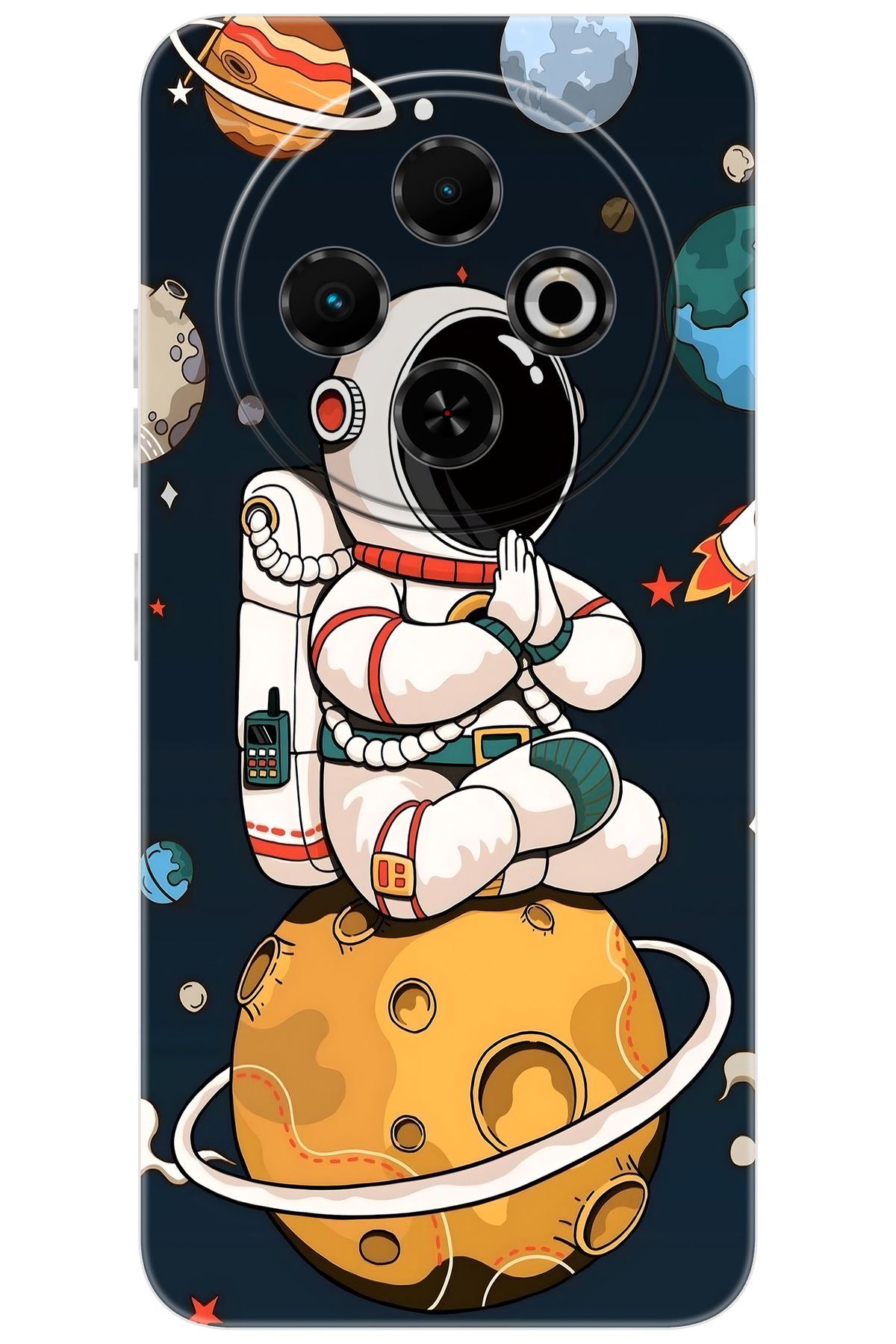 TECNO Spark 30C (KL5/KL5n) Uyumlu Kılıf Desen Baskılı Silikon Astronot STK:695 CP-RMsuG5E