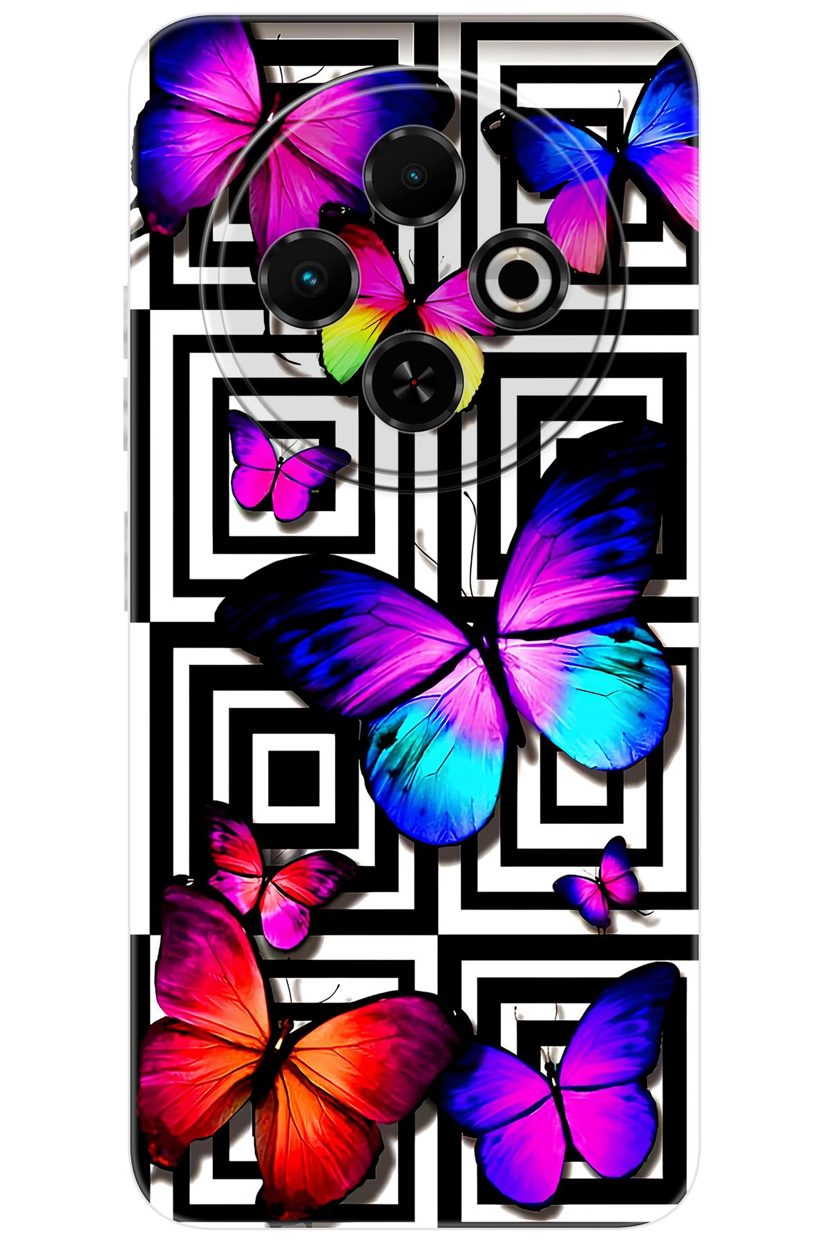TECNO Spark 30C (KL5/KL5n) Uyumlu Kılıf Desen Baskılı Silikon Kelebek STK:699 CP-us9vuHG