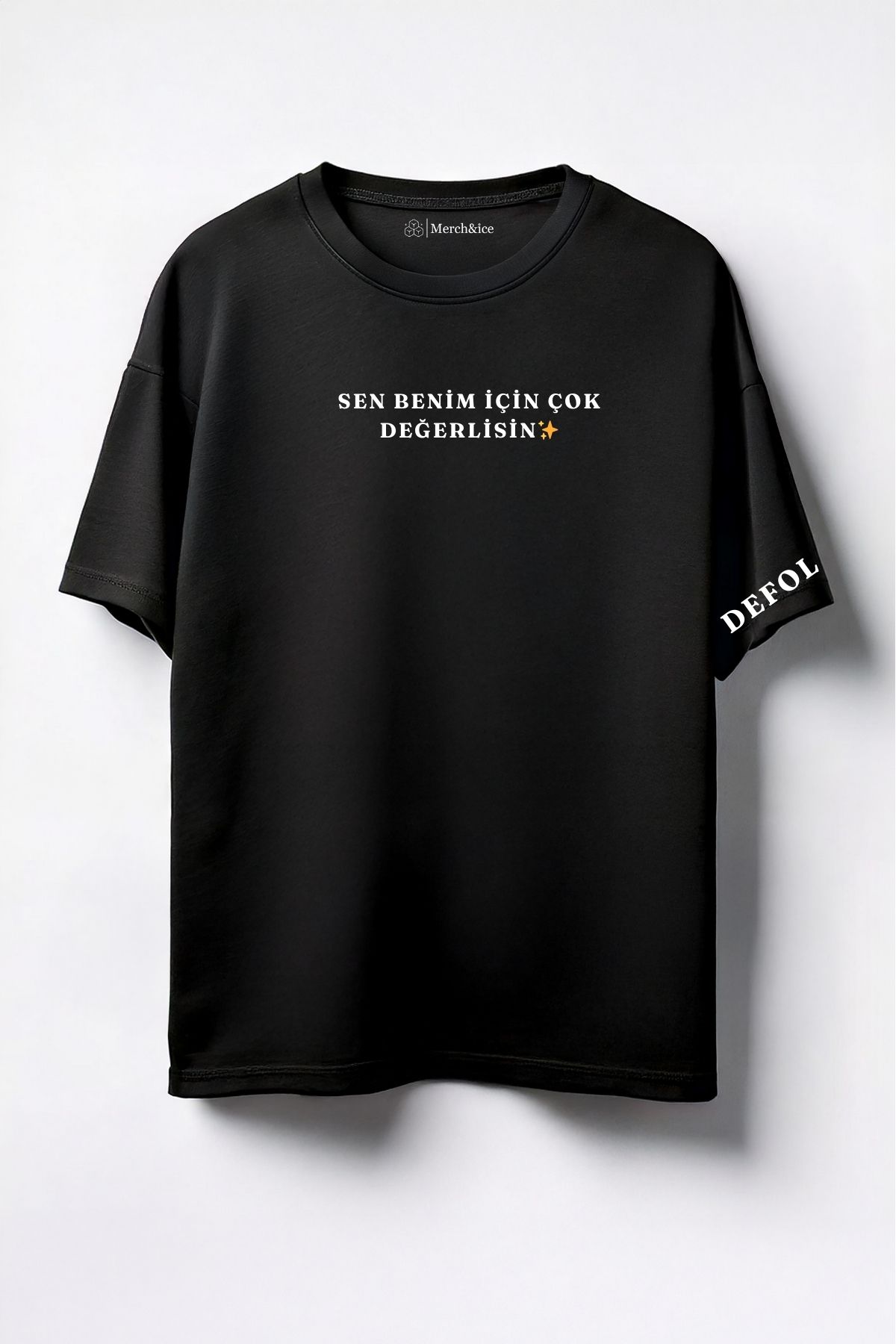 Merch&ice Değerlisin Defol Kol Prens Baskılı Unisex Oversize T-Shirt