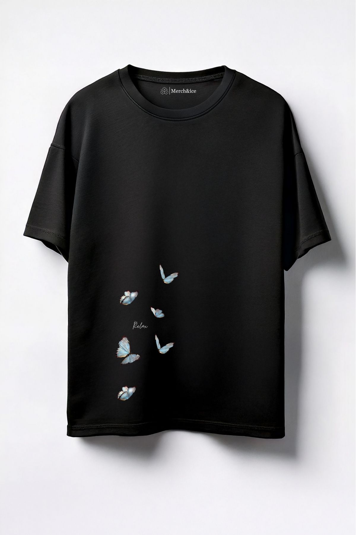 Merch&ice Relax Kelebekler Baskılı Unisex Oversize T-Shirt