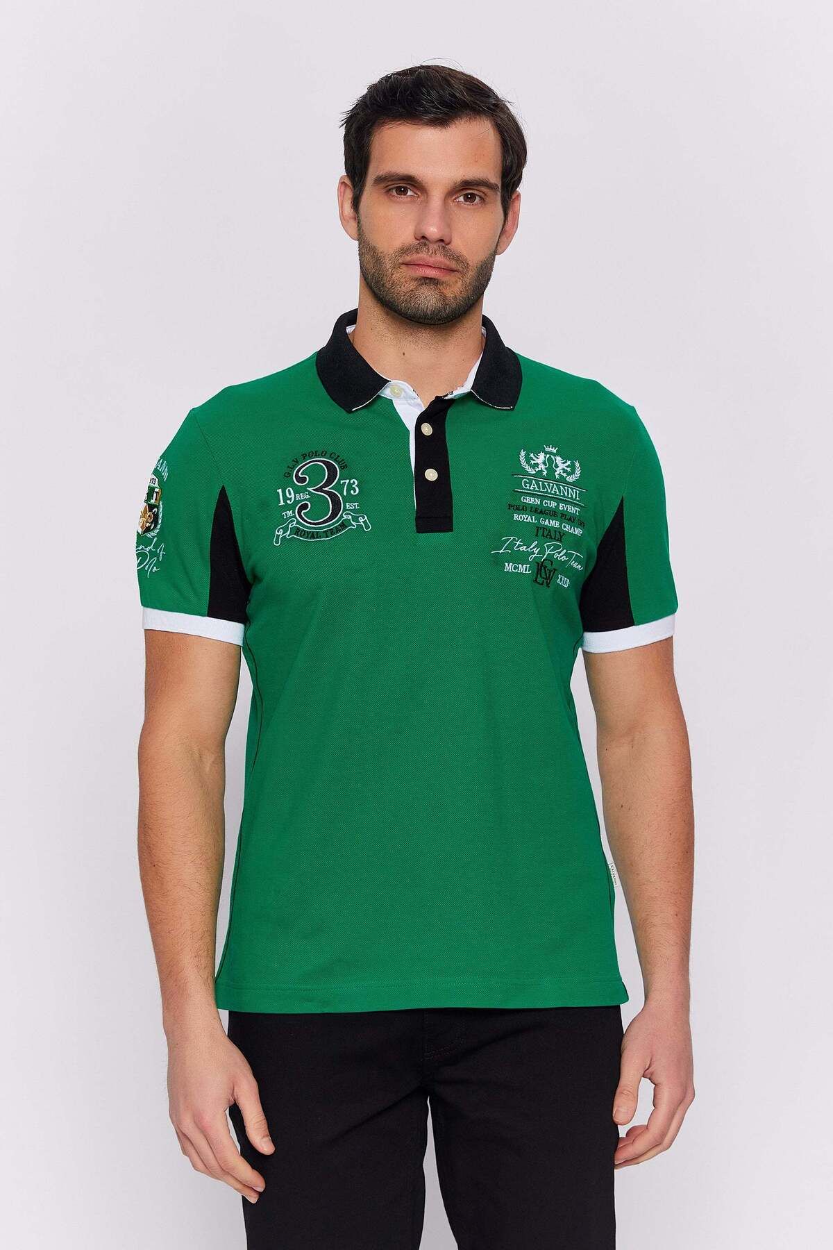 Galvanni Erkek Koyu Yeşil Polo Yaka T-Shırt - ETKIL FERN GREEN