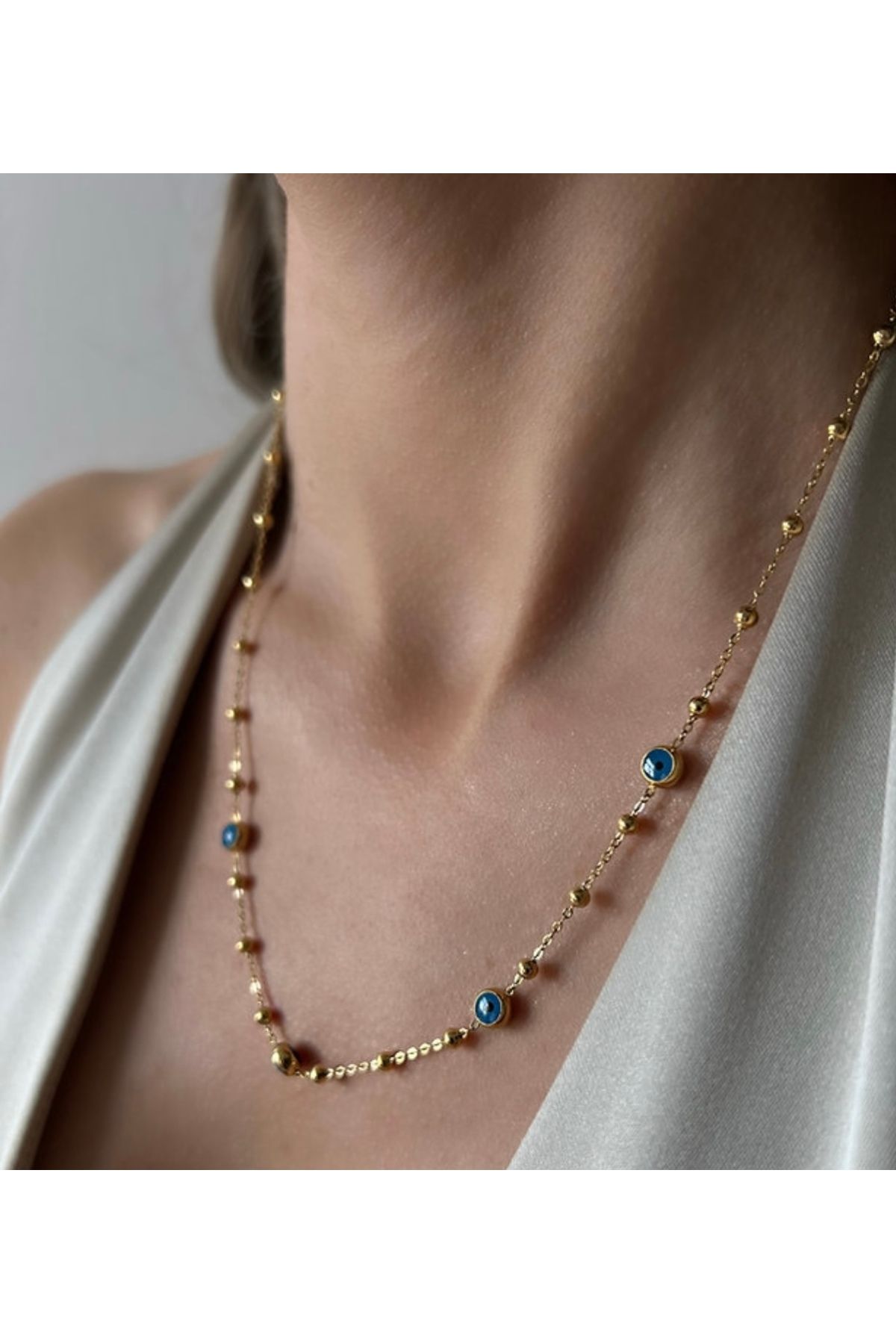 ANKA Accessories Çelik Nazar Boncuklu Kolye Gold