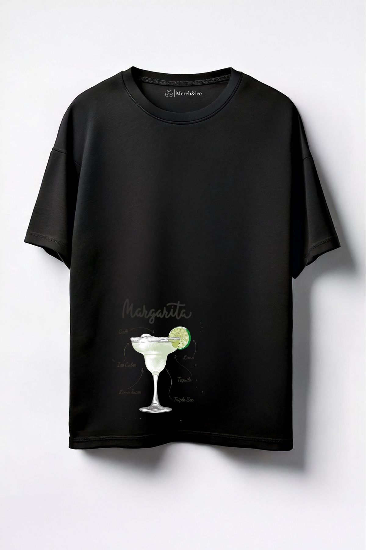 Merch&ice Tarifli Margarita Baskılı Unisex Oversize T-Shirt