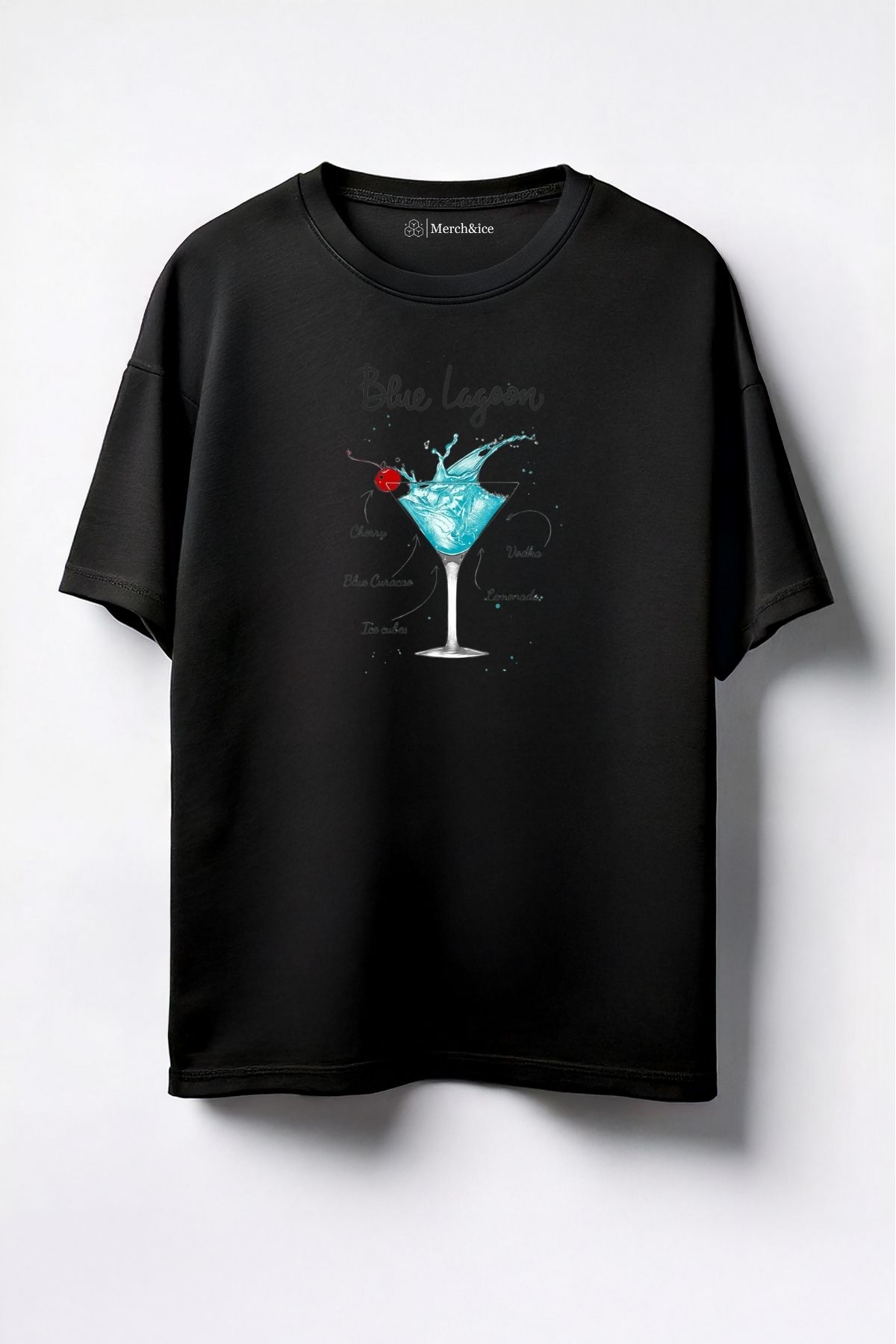 Merch&ice Tarifli Blue Lagoon Baskılı Unisex Oversize T-Shirt