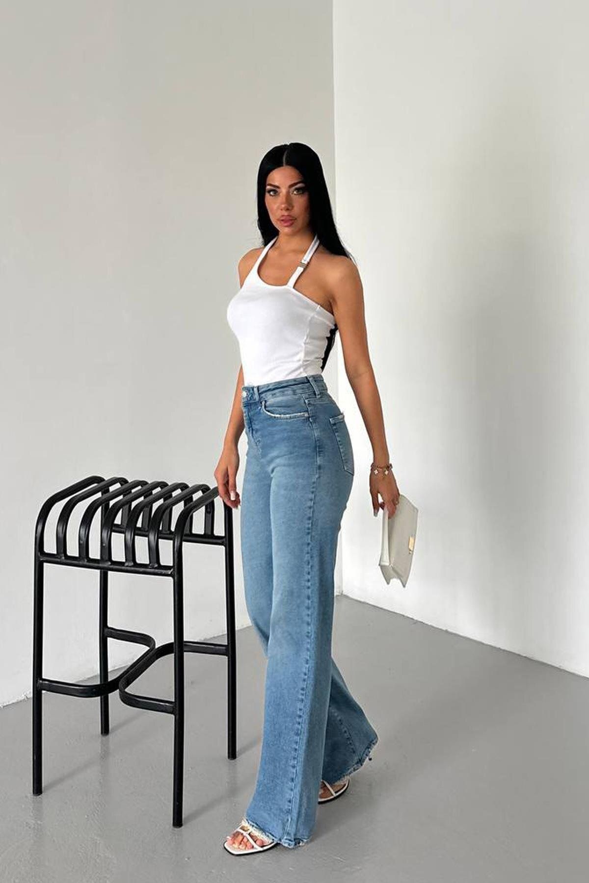 İstangül Butik Street Flex Yüksek Bel Palazzo Jean