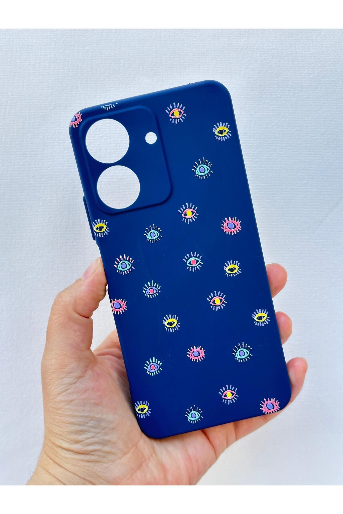 Vip Case REDMİ 13C-Renkli evil eye desenli Lansman Kamera Korumalı Yumuşak Silikon RUBBER Kılıf 277