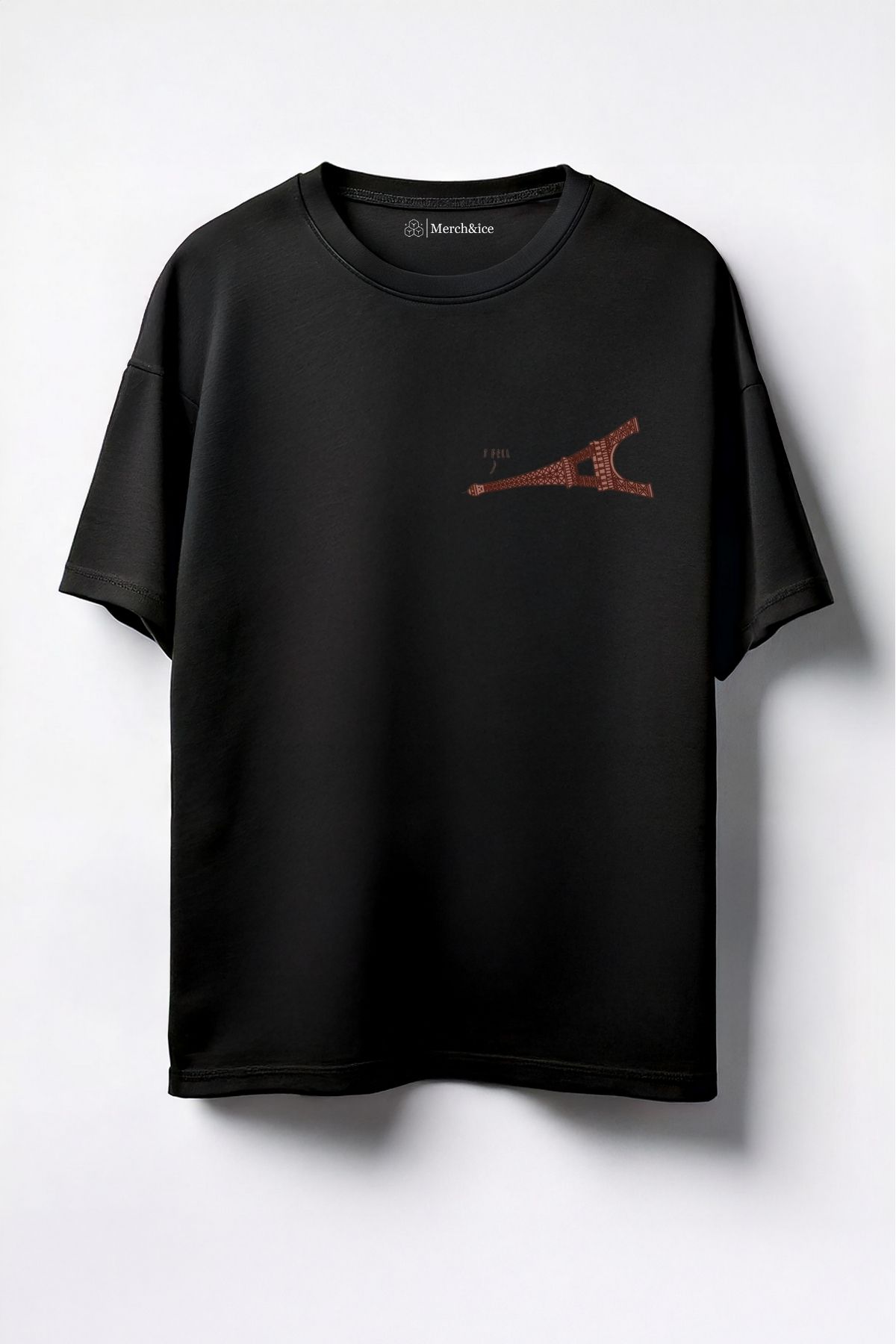 Merch&ice I feel Eyfel Kulesi Baskılı Unisex Oversize T-Shirt