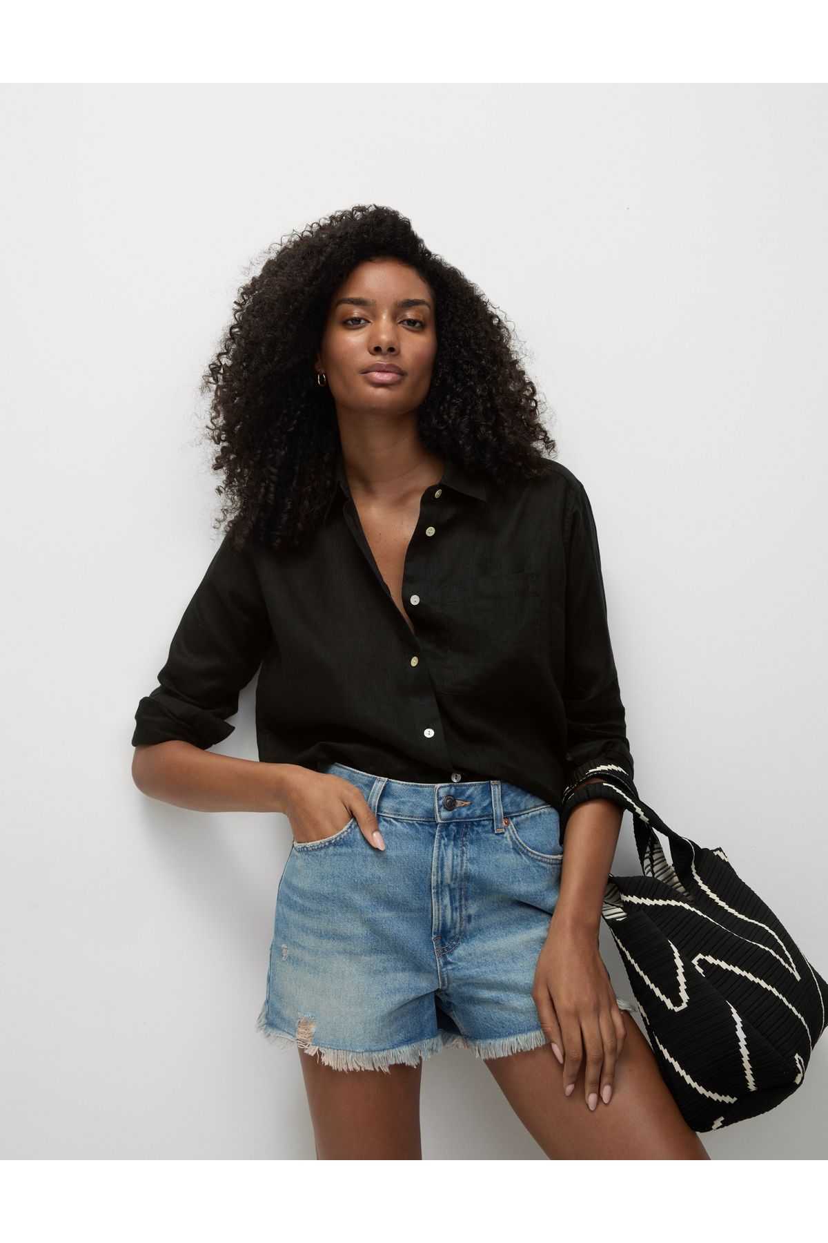 Marks & Spencer Saf Keten Oversize Girlfriend Gömlek