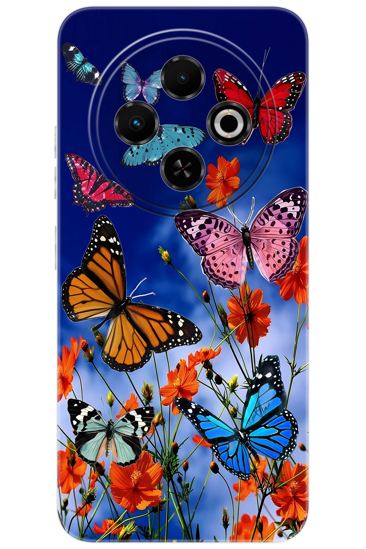 TECNO Spark 30C (KL5/KL5n) Uyumlu Kılıf Desen Baskılı Silikon Renkli Kelebekler STK:741 CP-kka7kcK