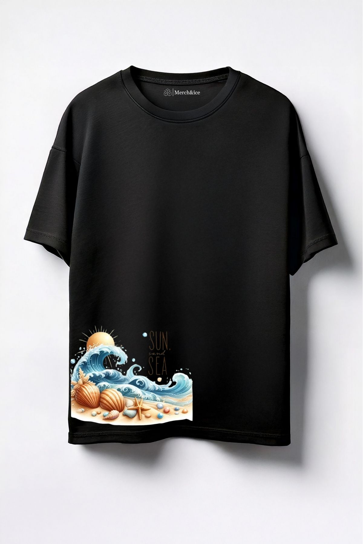 Merch&ice Sun and Sea Baskılı Unisex Oversize T-Shirt