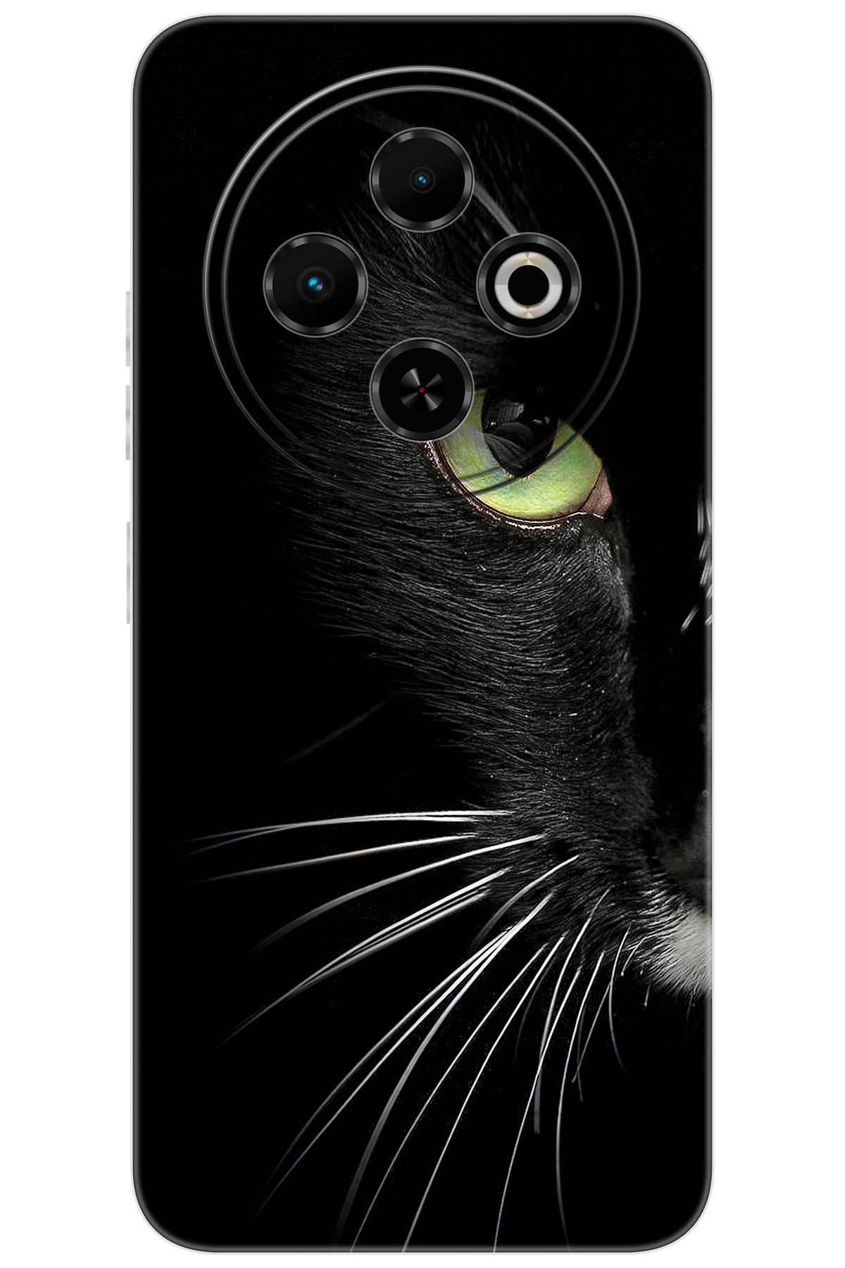 TECNO Spark 30C (KL5/KL5n) Uyumlu Kılıf Desen Baskılı Silikon Siyah Kedi STK:482 CP-vMaXyLC
