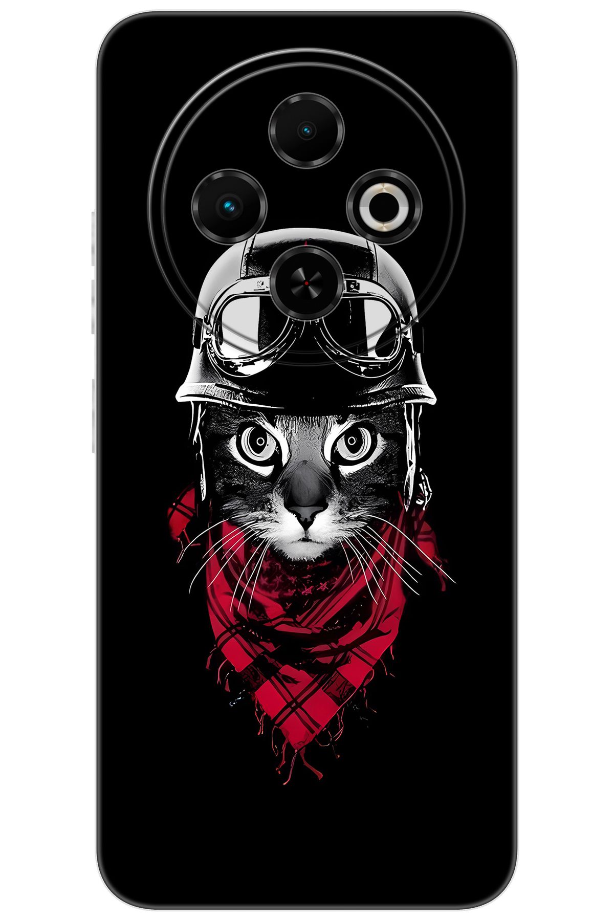 TECNO Spark 30C (KL5/KL5n) Uyumlu Kılıf Desen Baskılı Silikon Pilot Kedi STK:656 CP-knOkf7L