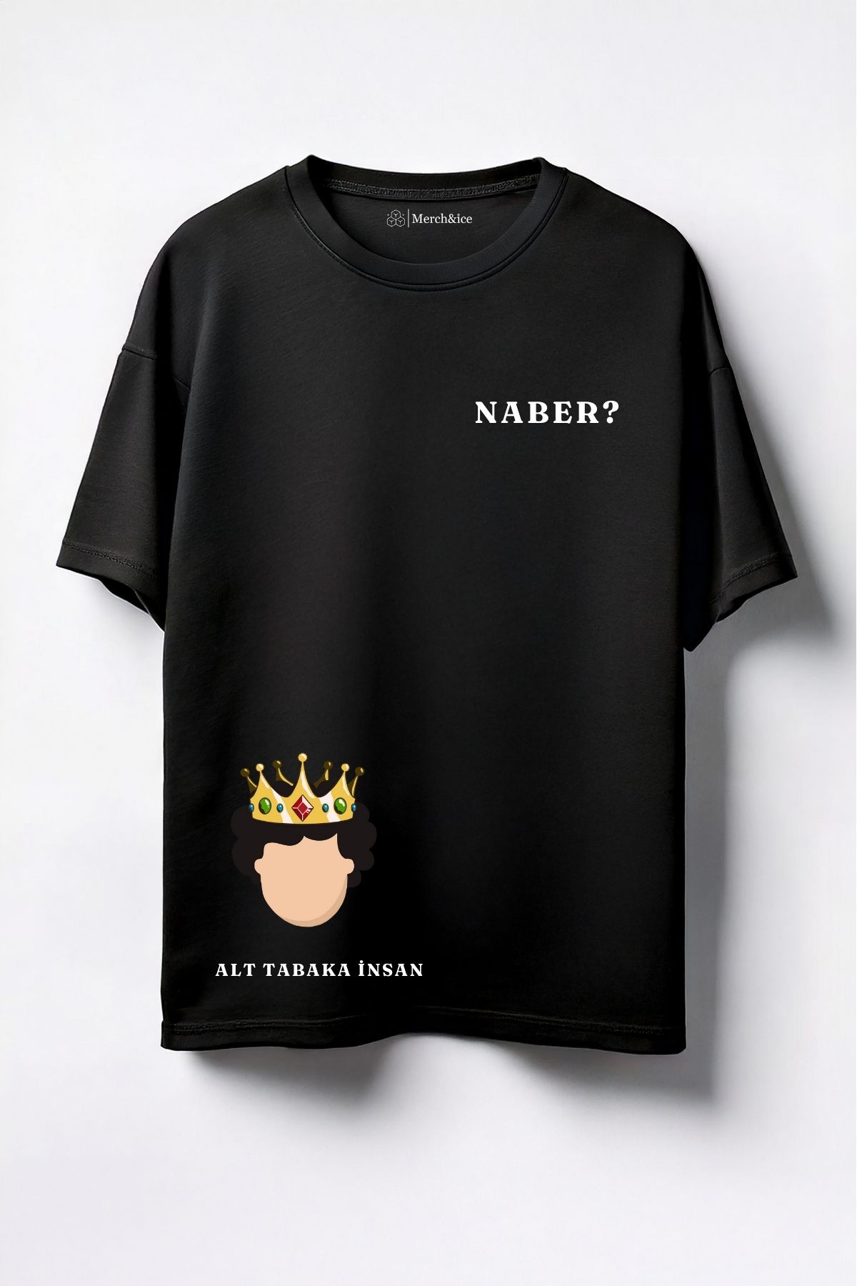 Merch&ice Naber Alt Tabaka İnsan Göğüs Prens Baskılı Unisex Oversize T-Shirt
