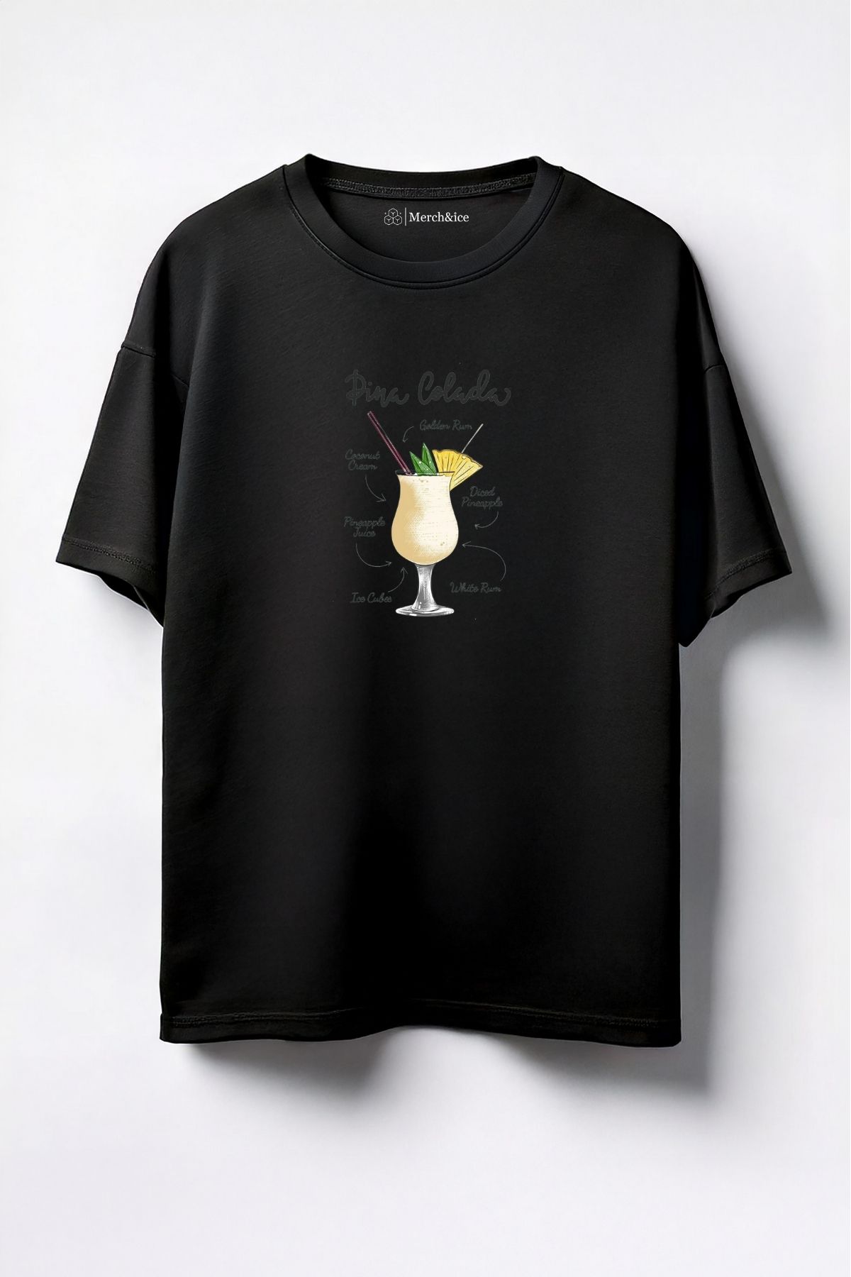 Merch&ice Tarifli Pina Coladas Baskılı Unisex Oversize T-Shirt