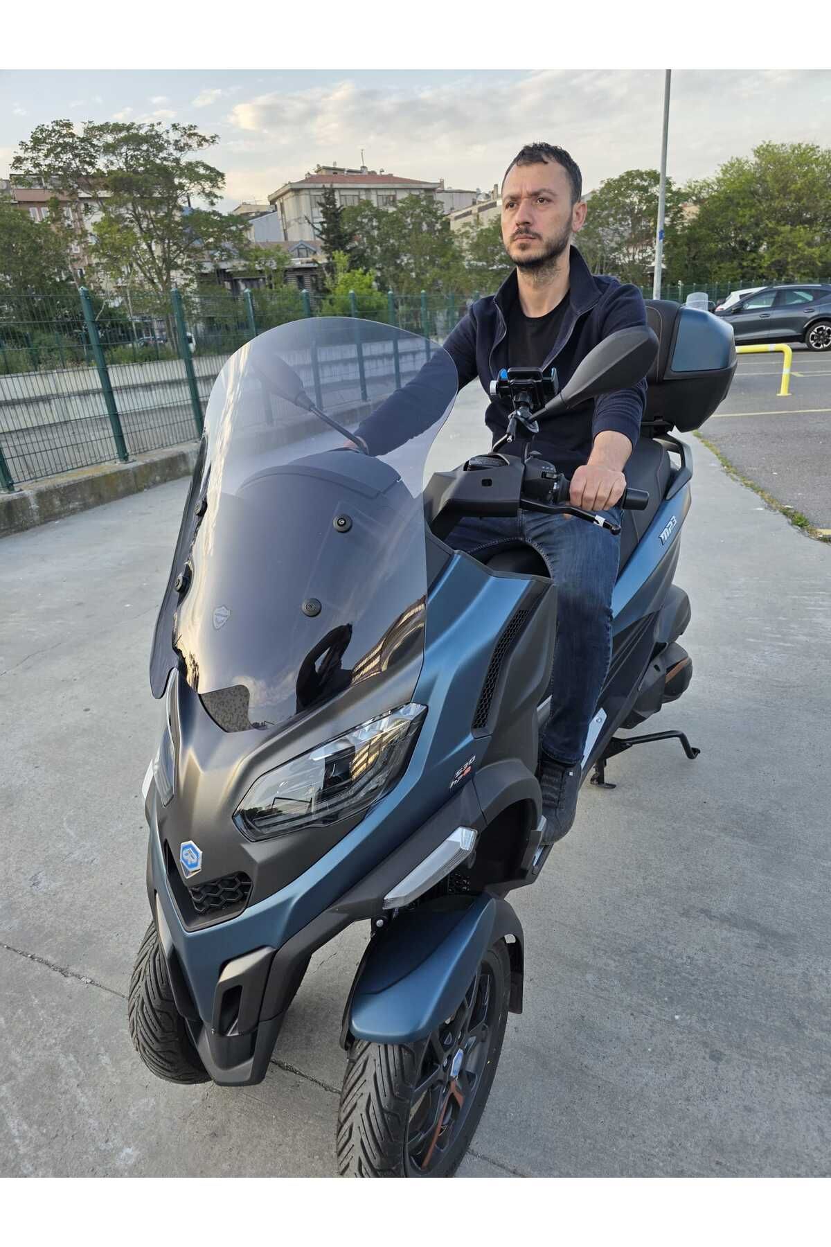 Piaggio MP3 530 Siperlik Ön Cam 2023-2025 Model 60cm Füme Renkli 4mm ORTA BOYLU