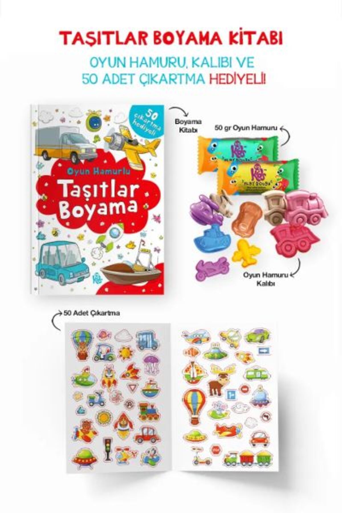Karatay Yayınları Taşıtlar Boyama Kitabı Oyun Hamurlu 3 Yaş