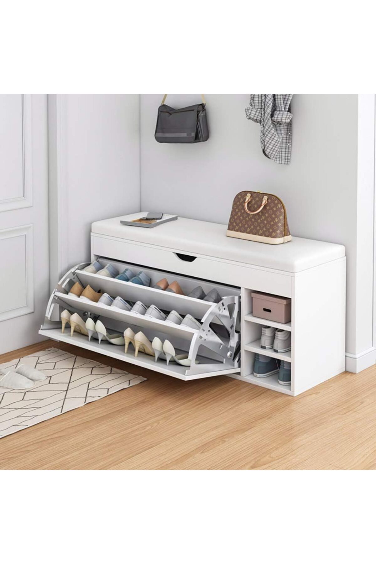 خزانة أحذية حجم كبير 100x50x34سم بمقاس XXL بدرج قل...