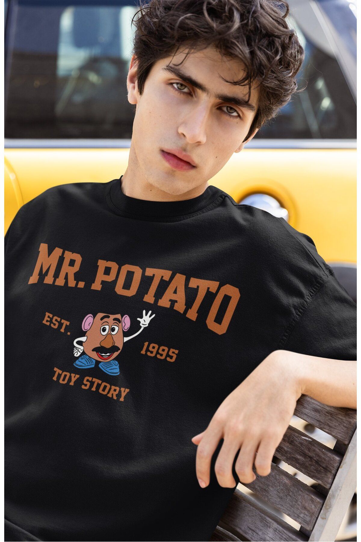 Fuddy Moda Unisex Toy Story Mr. Potato Baskılı Couple Tişört, Oversize Oyuncak Hikayesi Temalı T-Shirt