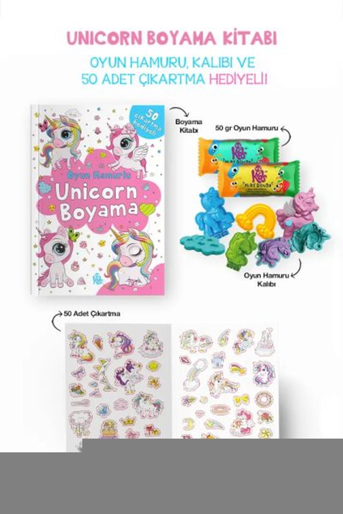 Karatay Yayınları Unicorn Boyama Kitabı Oyun Hamurlu 3 Yaş