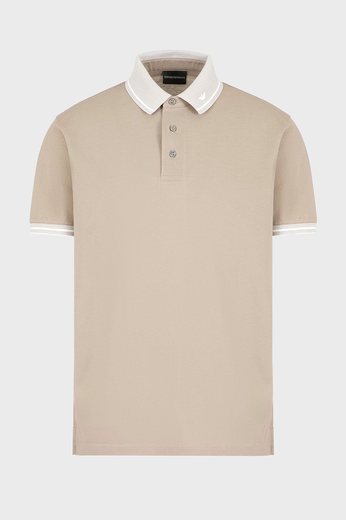Emporio Armani Streç Pamuklu Regular Fit Düğmeli Polo Yaka T Shirt Erkek POLO YAKA T SHİRT BEJ