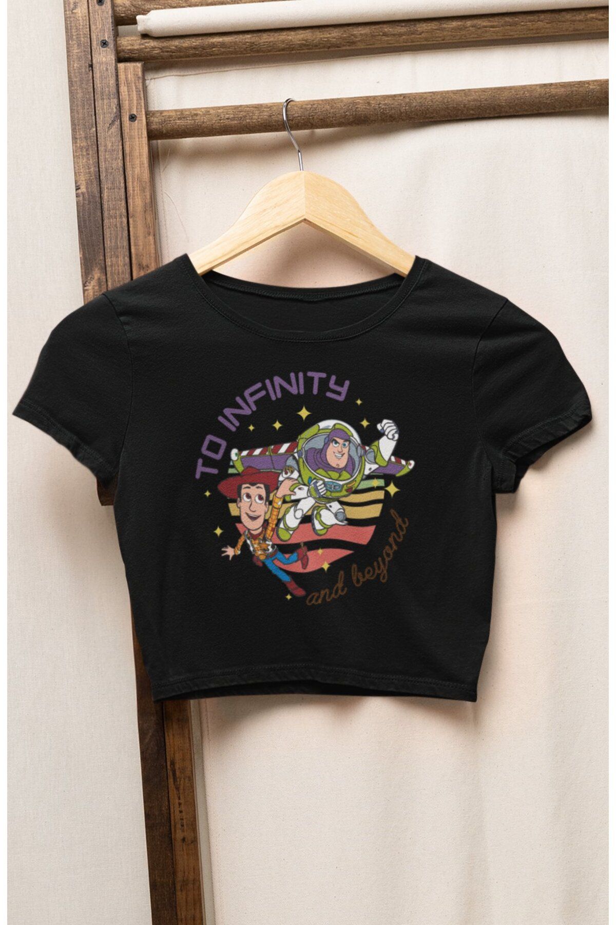 Fuddy Moda Kadın Toy Story Baskılı Crop Top, Kız Çocuk Oyuncak Hikayesi Temalı Crop Bluz