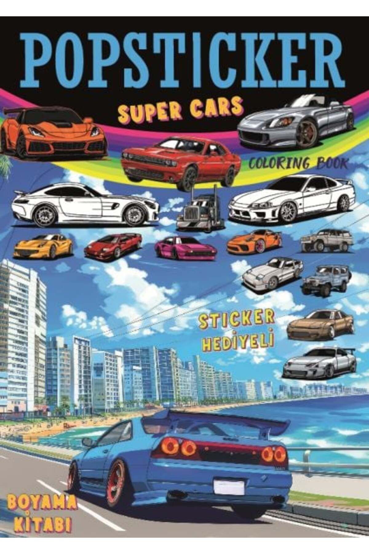 Karatay Yayınları Süper Cars Boyama Kitabı Popsticker