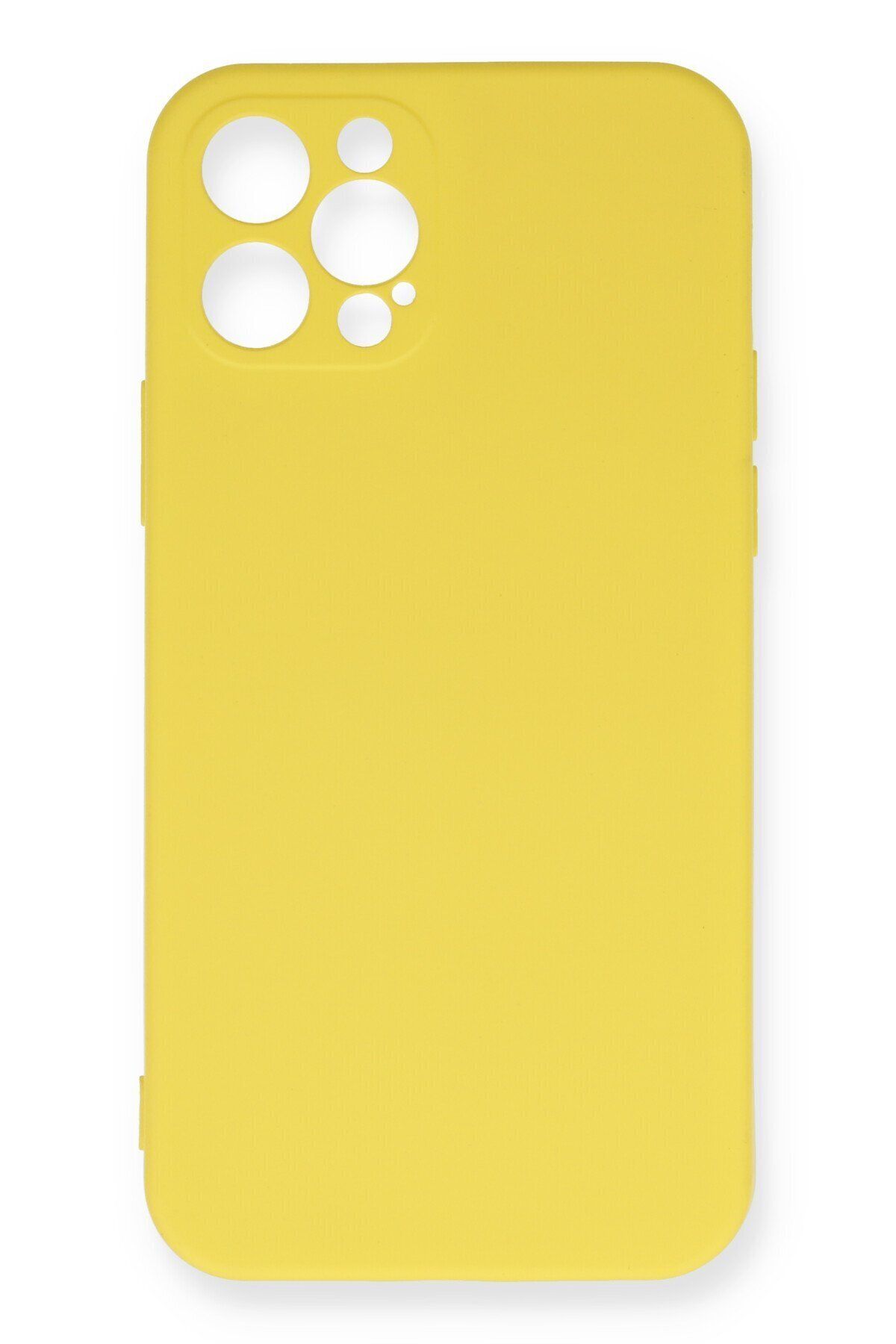 cepmoda iPhone 12 Pro Max Uyumlu Telefon Kılıfı - Lansman, iÇi Süet/Kadife, Soft - SARI
