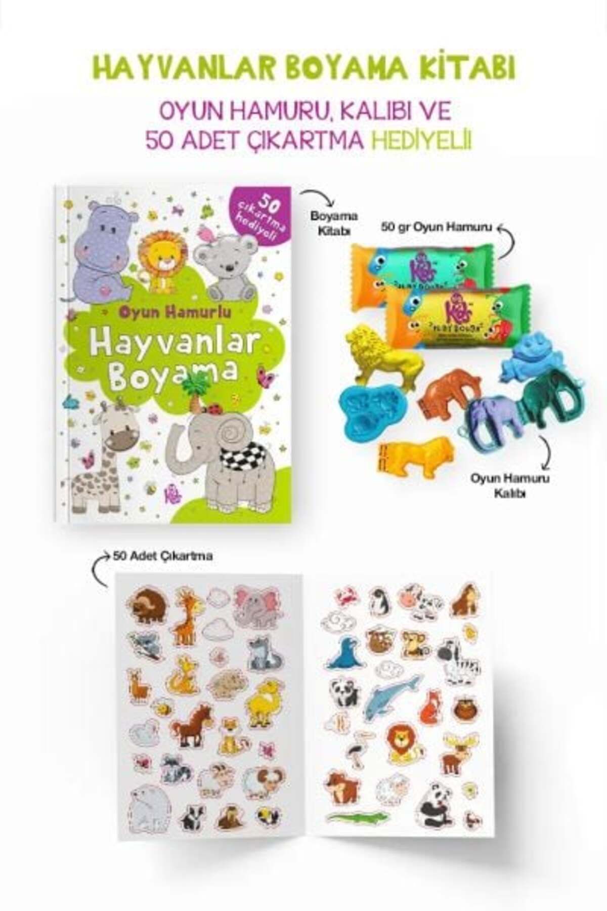 Karatay Yayınları Hayvanlar Boyama Kitabı Oyun Hamurlu 3 Yaş