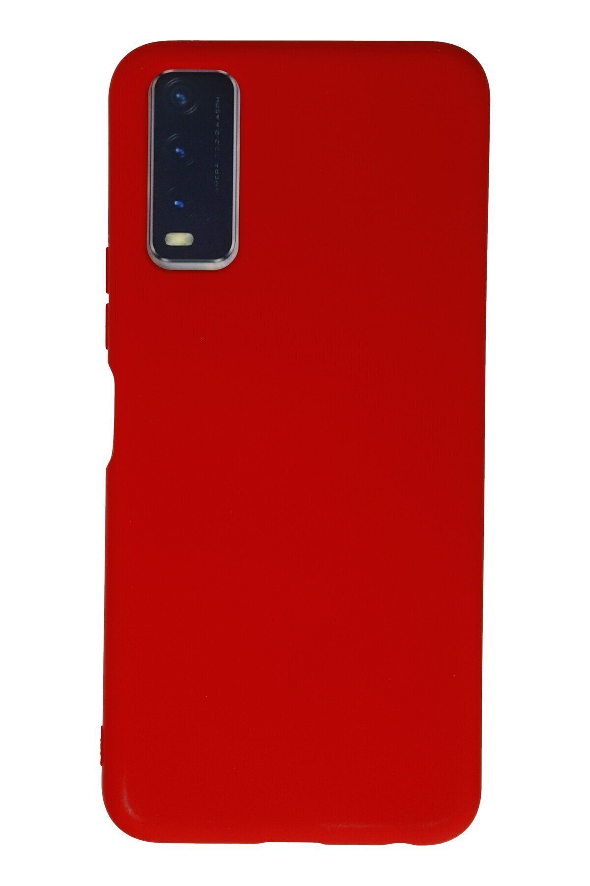 cepmoda Vivo Y20 - Cpmd içi kadife Soft-Nano Doku Kapak/Kılıf - KIRMIZI uyumlu