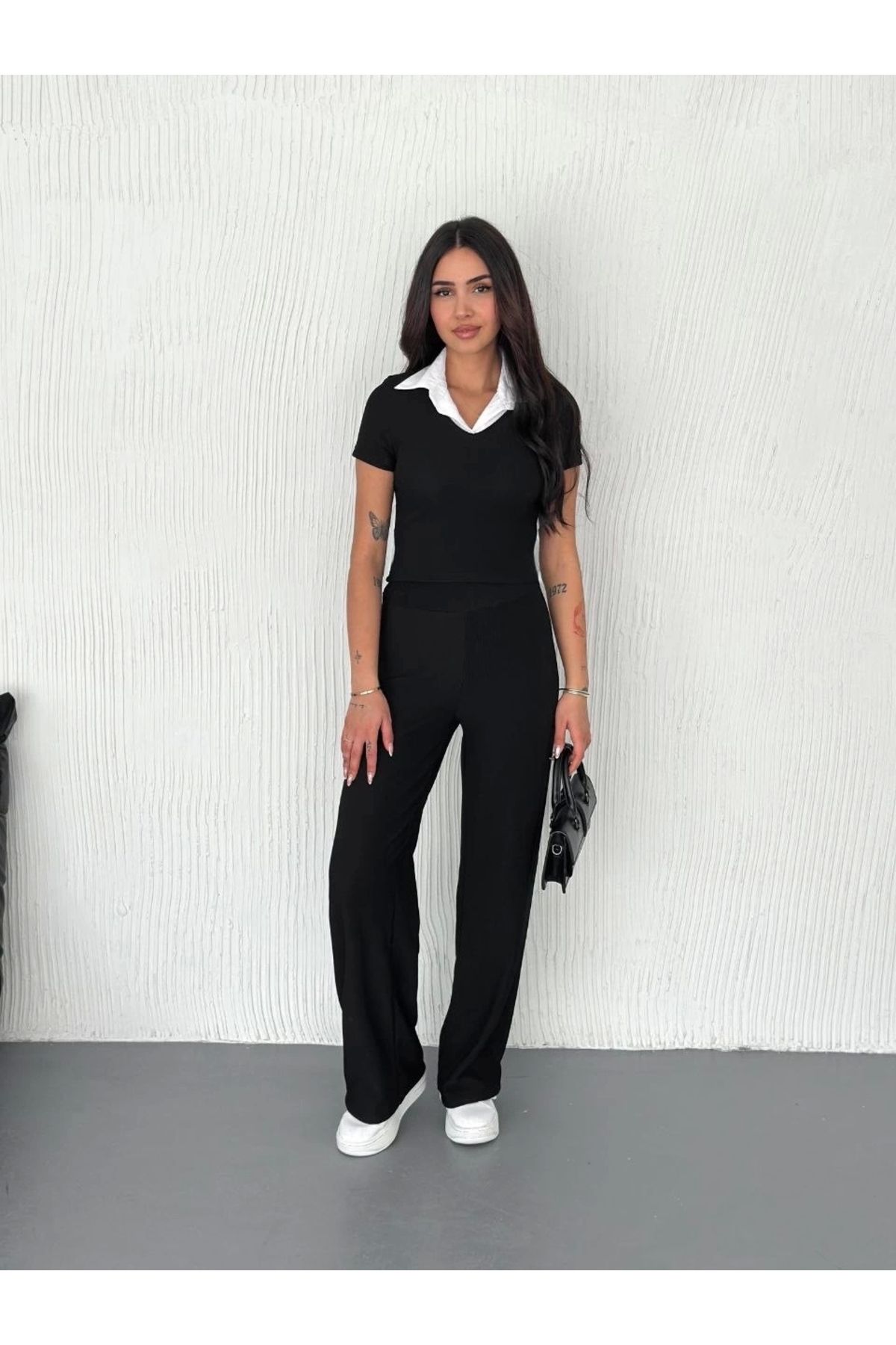 ufukmoda Ottoman kumaş beyaz gömlek yaka takım s4142