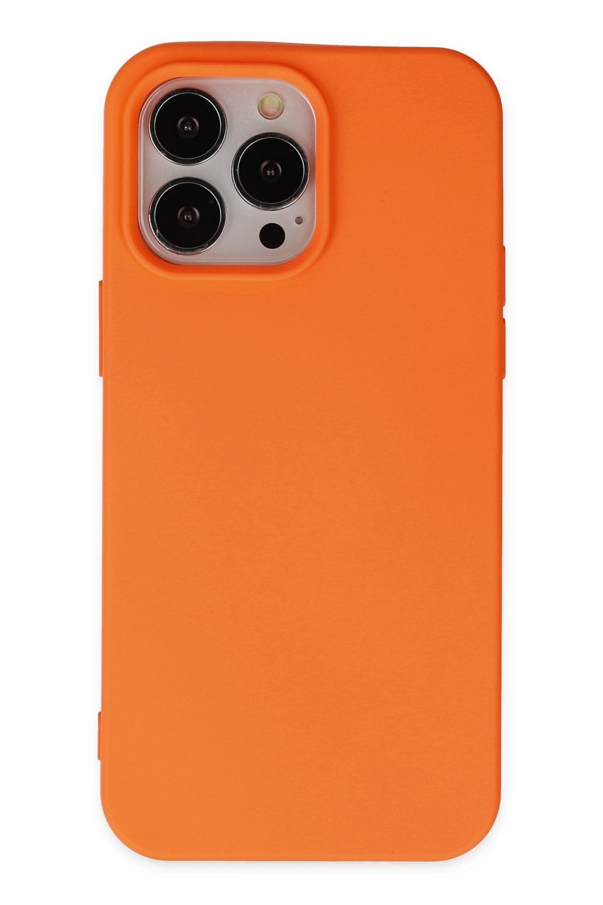 cepmoda iPhone 14 Pro Max - Cpmd içi kadife Soft-Nano Doku Kapak/Kılıf - TURUNCU uyumlu