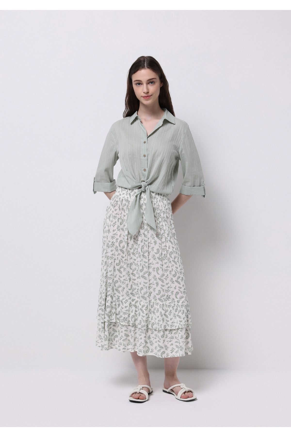 Colin's-Maxi Length Printed Women's Ecru Skirt 1
