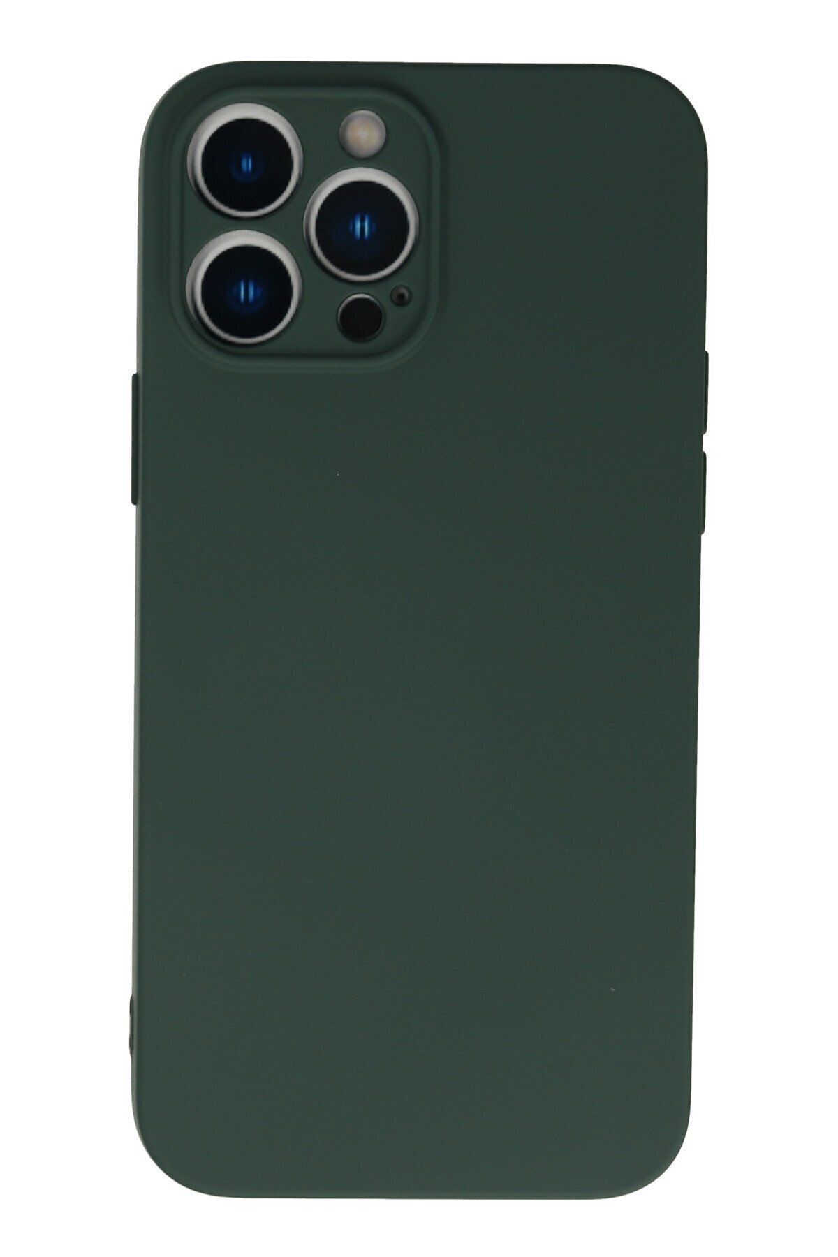 cepmoda iPhone 13 Pro Max Uyumlu Telefon Kılıfı - Lansman, iÇi Süet/Kadife, Soft - KOYU YEŞİL