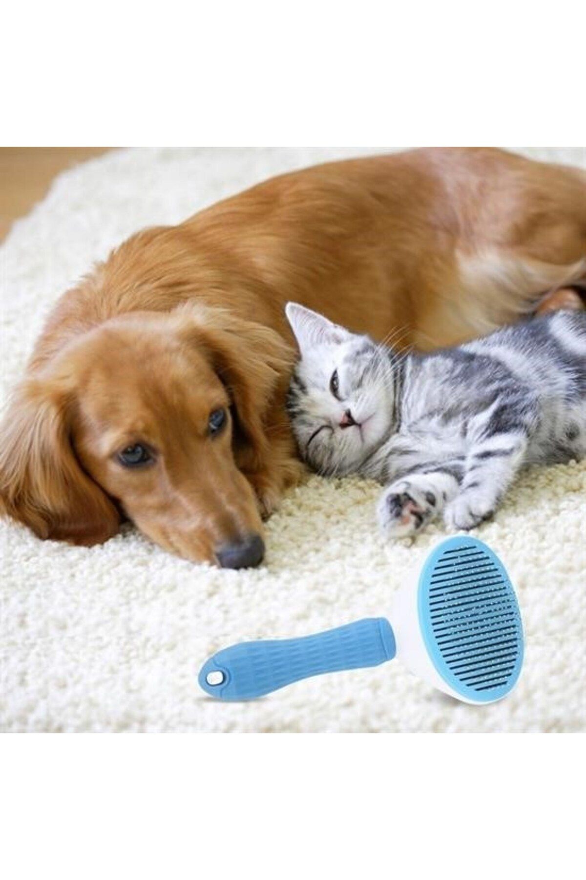 ForWhat Büro Ev Evcil Hayvanı için Kedi Köpek Tüy Toplar Temizlik Mavi Saplı Tarak