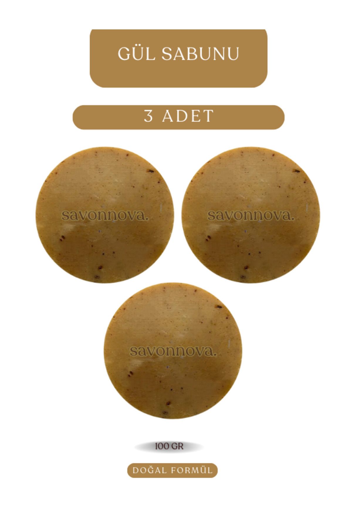 Kozmetigo Doğal Gül Sabunu, Cildi Onarıcı, Yenileyici, Makyaj Temizliği İçin Sabun 3X100 GR
