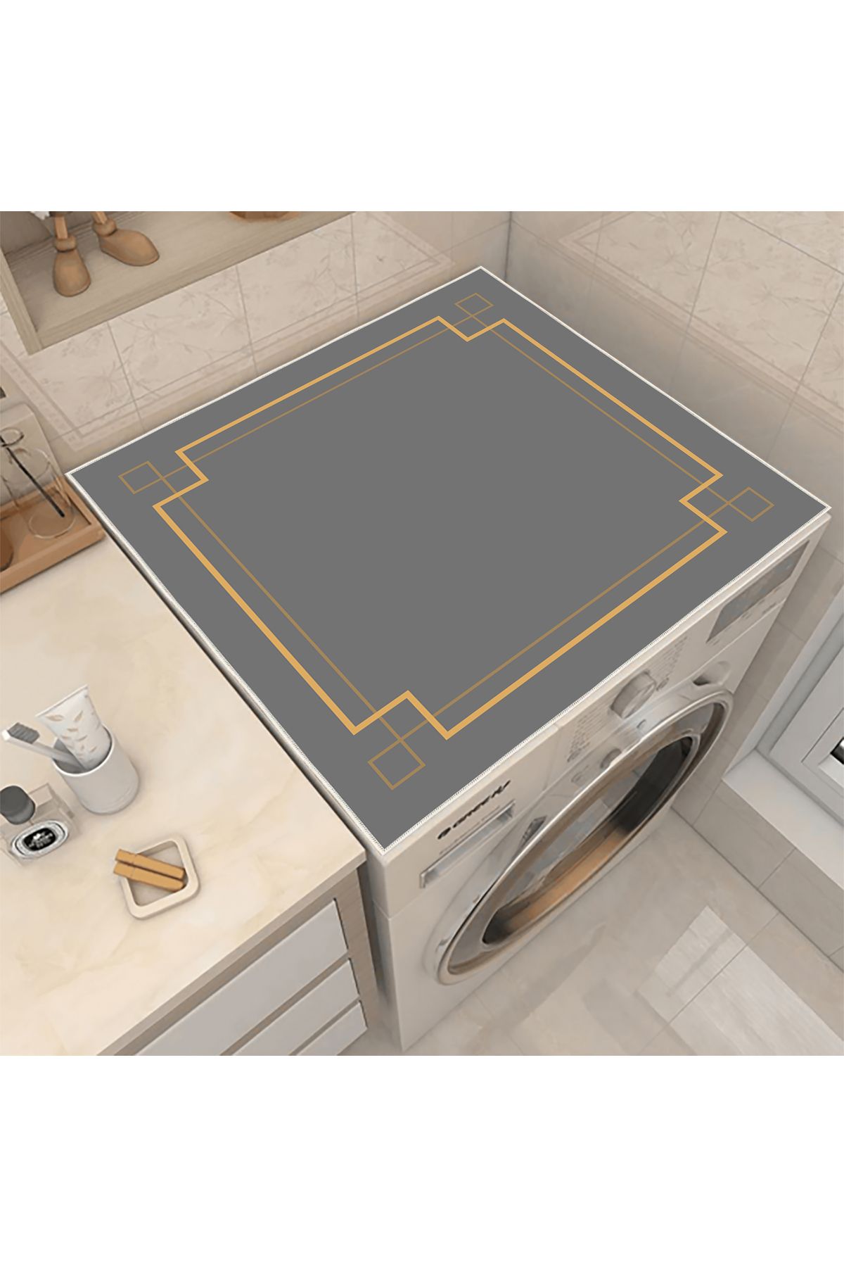 Nuva Home Çamaşır Makinesi Örtüsü Kurutma Makinesi Matı - Kaymaz Yıkanabilir Leke Tutmaz Su Geçirmez