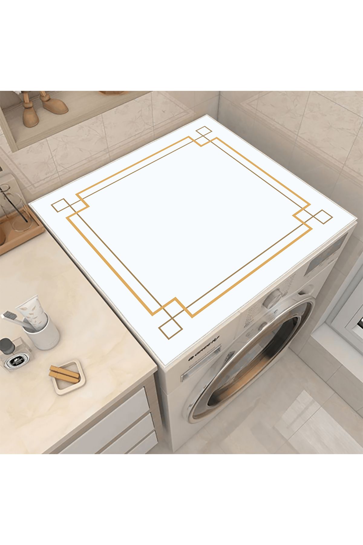 Nuva Home Çamaşır Makinesi Örtüsü Kurutma Makinesi Matı - Kaymaz Yıkanabilir Leke Tutmaz Su Geçirmez