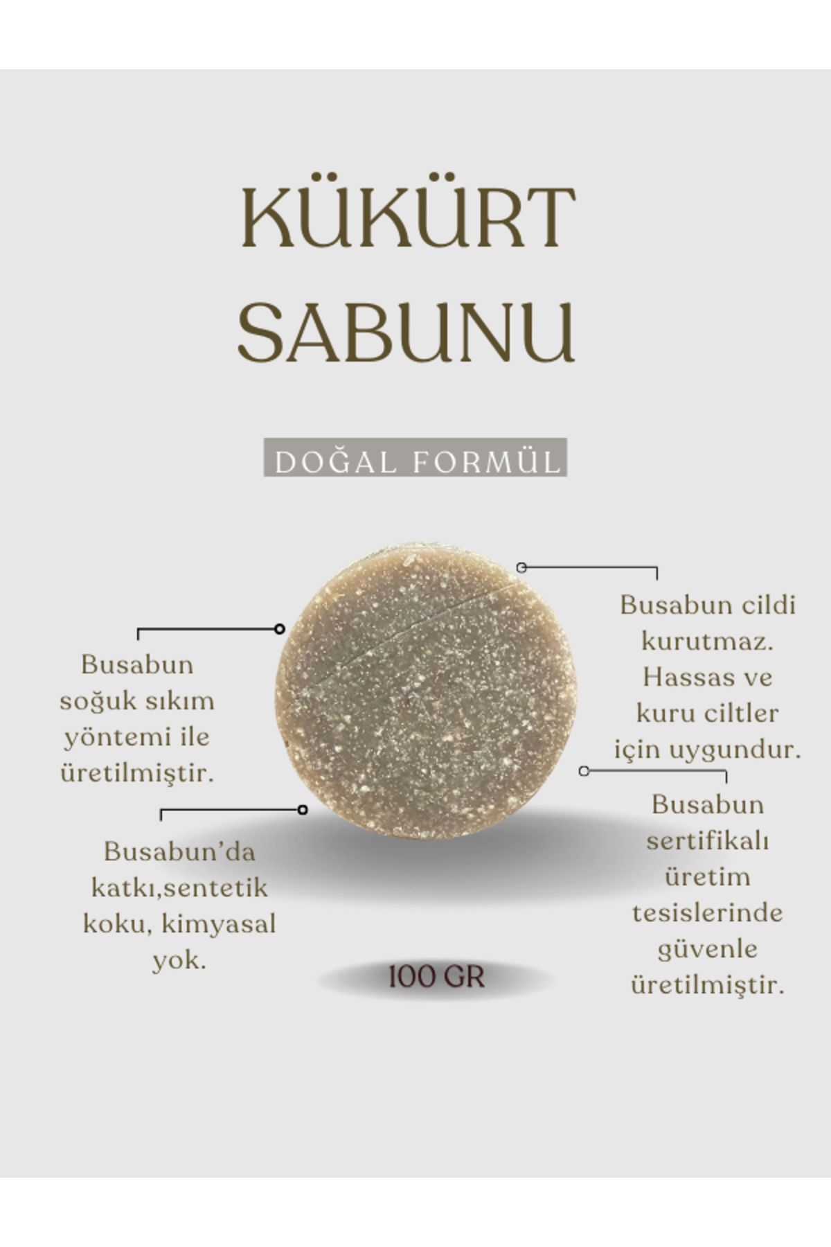 Kozmetigo Kükürt Sabunu Doğal ve Katkısız Sabun 100 GR
