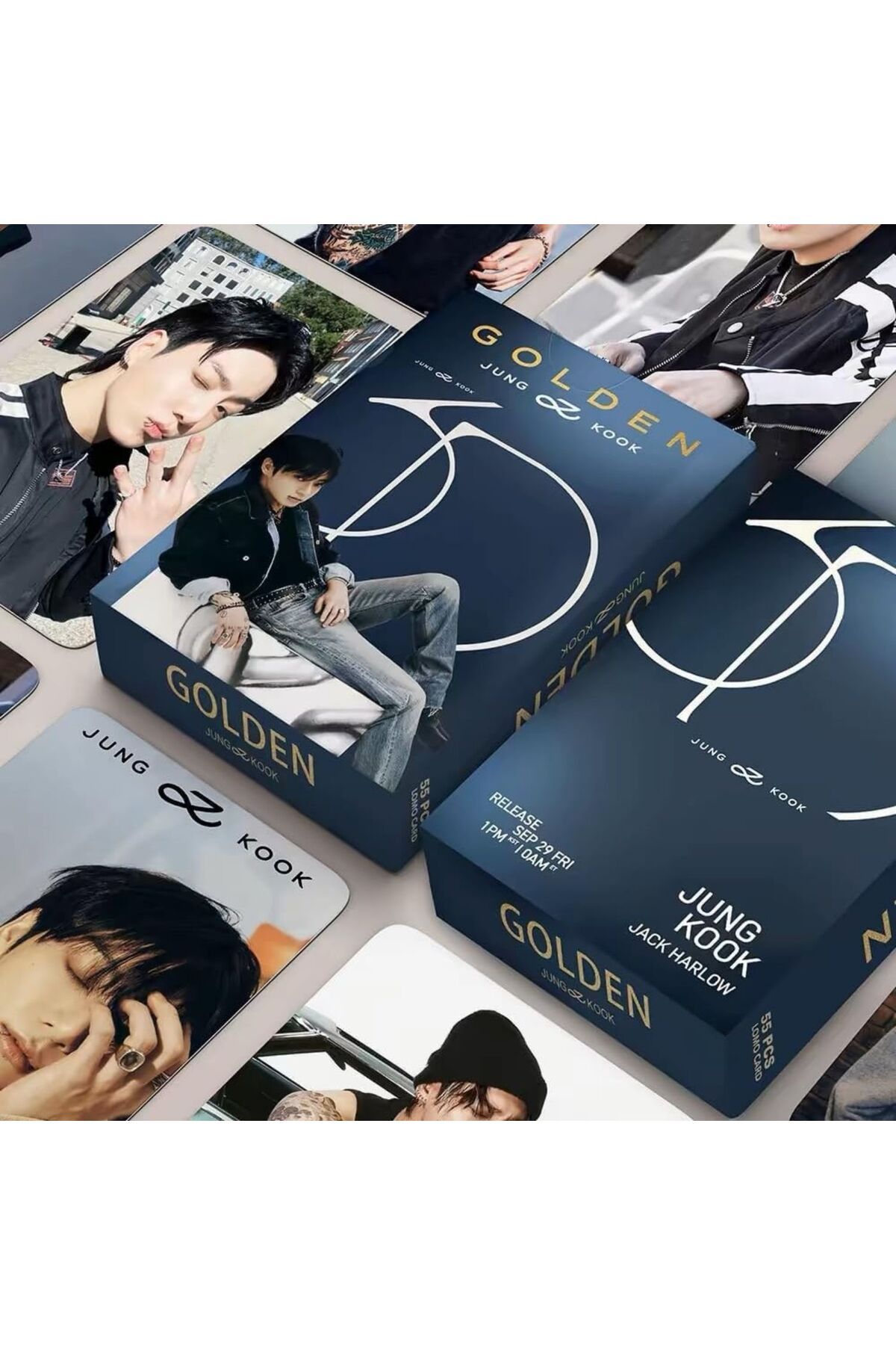Kpop Dünyasi BTS Jungkook '' GOLDEN '' Çift Yön Baskılı Lomo Card Seti