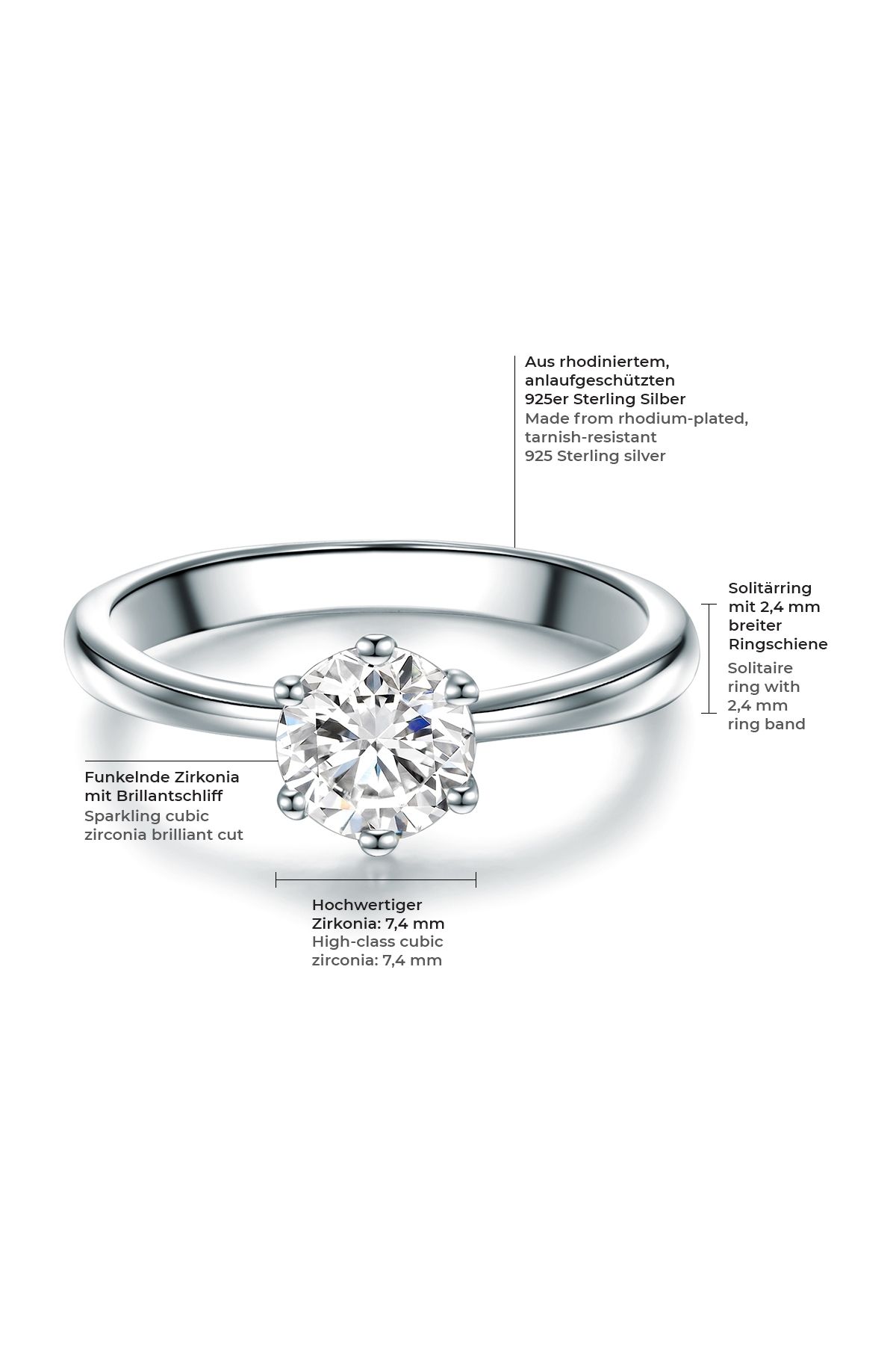 Trilani-Silberring Ring Sterling Silber Zirkonia weiß 2