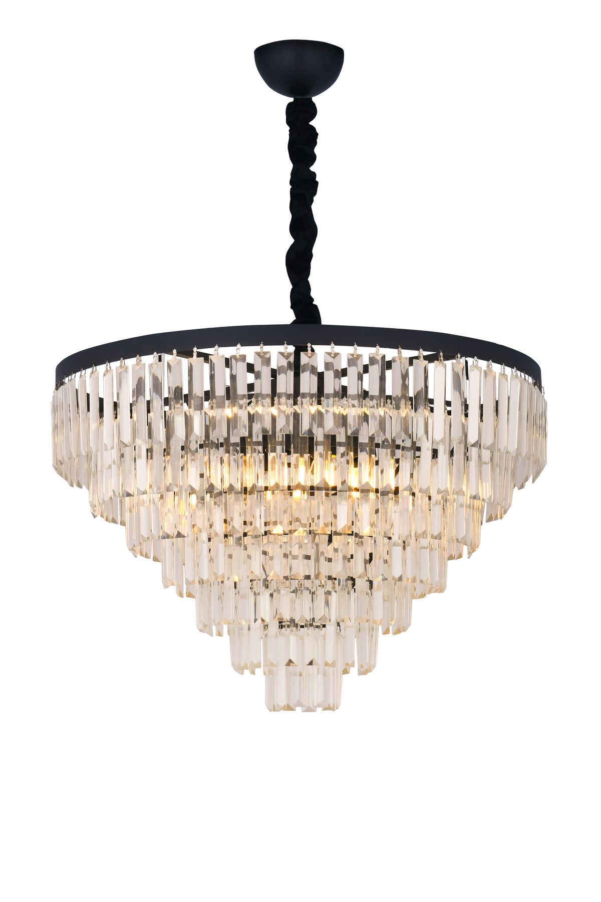 Avizemoda Linsa 65 Cm'lik Kristal Cam Taşlı Lüks Avize - (Siyah)